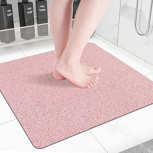 Miniatura 9 de Tapete de ducha cuadrado antideslizante de 24 x 24 pulgadas, tapete de baño de drenaje rápido para suelo de ducha, tapete de ducha texturizado de