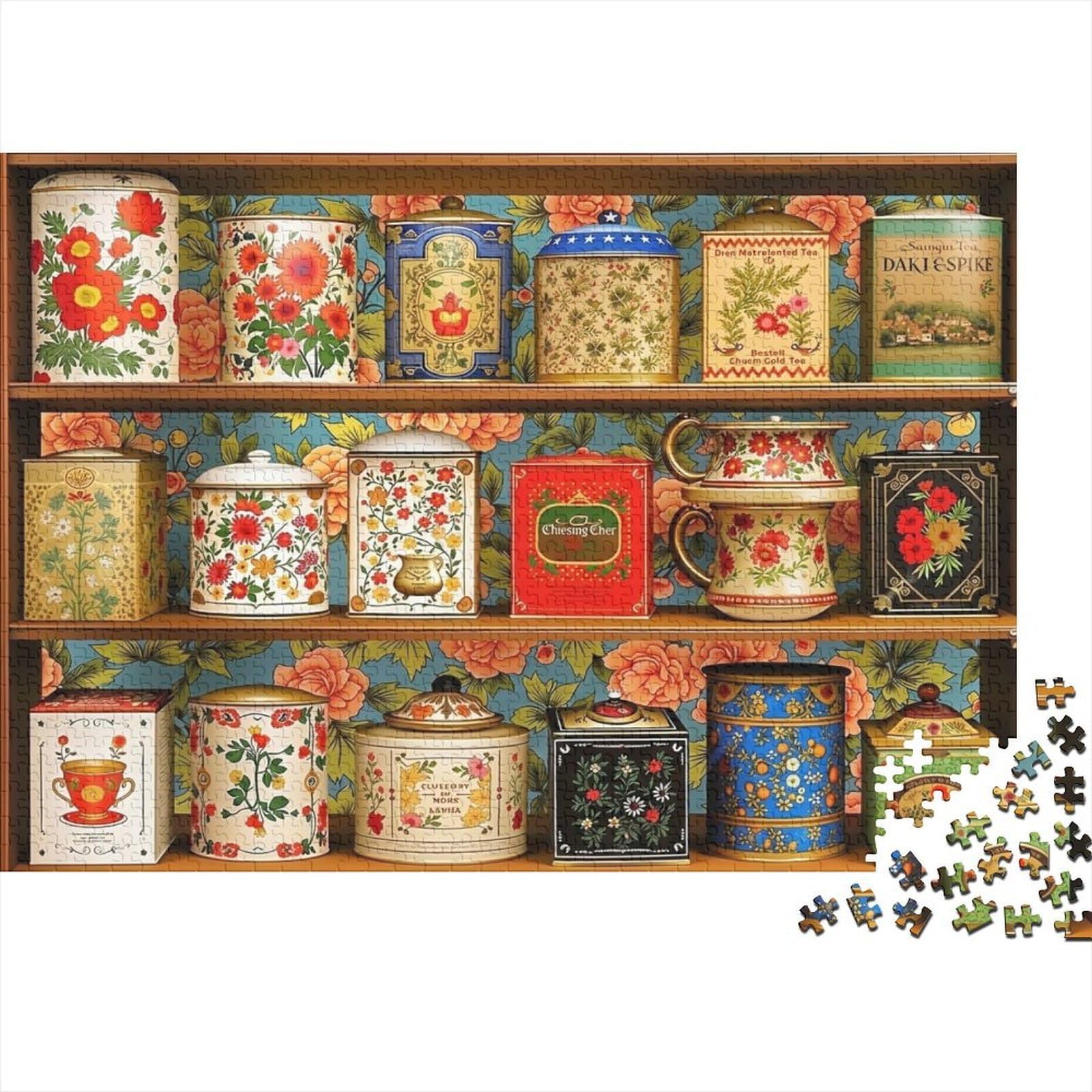 Vintage Tin Can Jigsaw Puzzle 1000 Pieces Paper Adult Shelf Decor