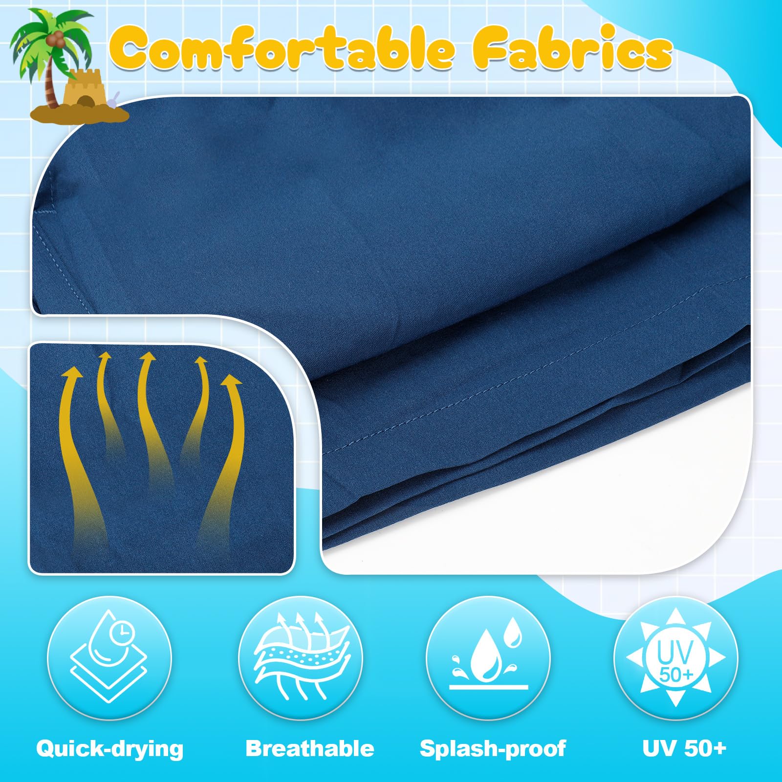 Leeboom Costume Bambino Mare 2 in 1 con Slip Interno – Costume Ragazzo Mare Antistrappo Asciugatura Rapida con Mutandina Integrata, Ideale per Estate e Piscina