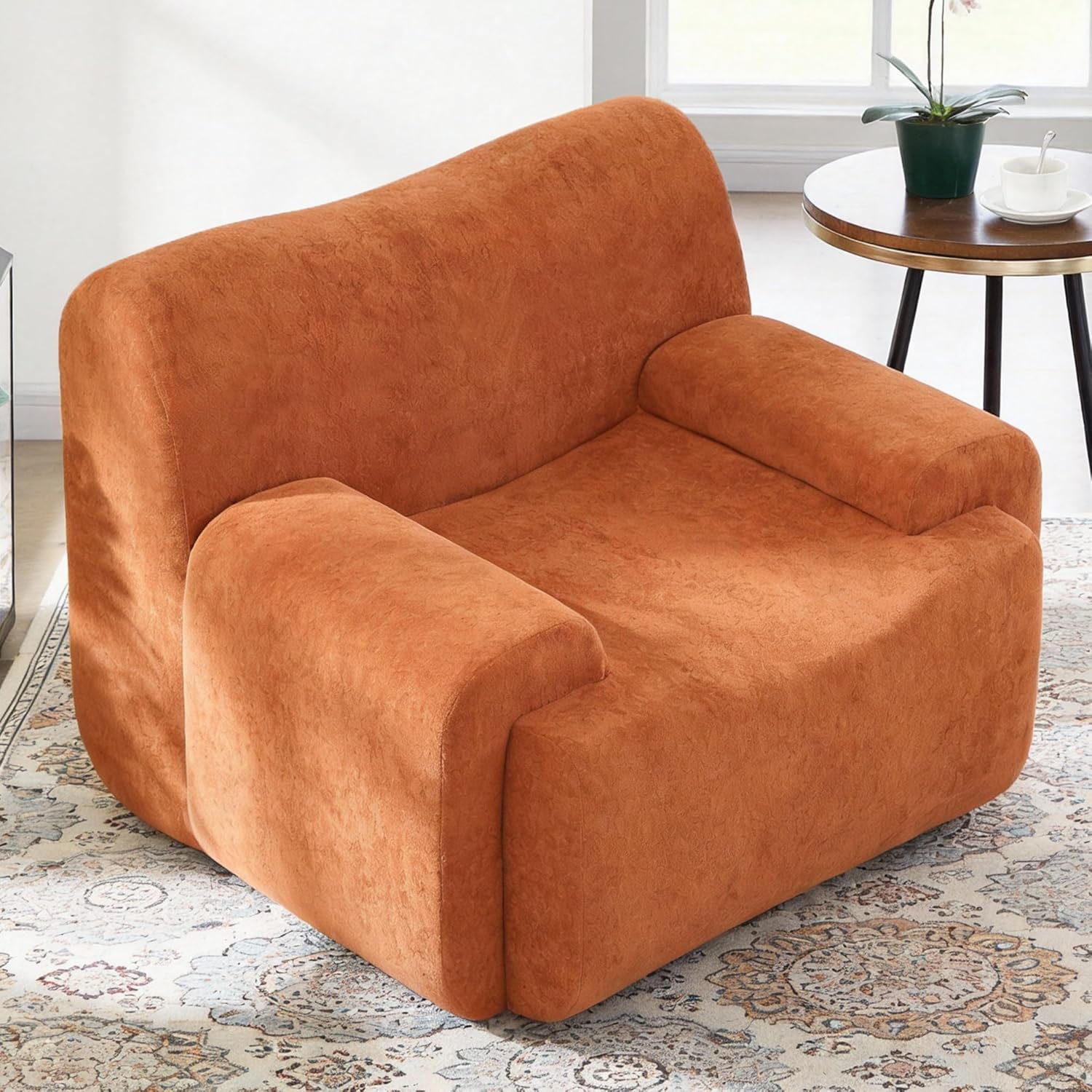 Oversized Accent Chair - 42" Boneless Chenille Single Sofa Chair for Living Room, Cloud Armchair Foam & Spring Couch for Living Room, Bedroom, Office. Reading, No Assembly
