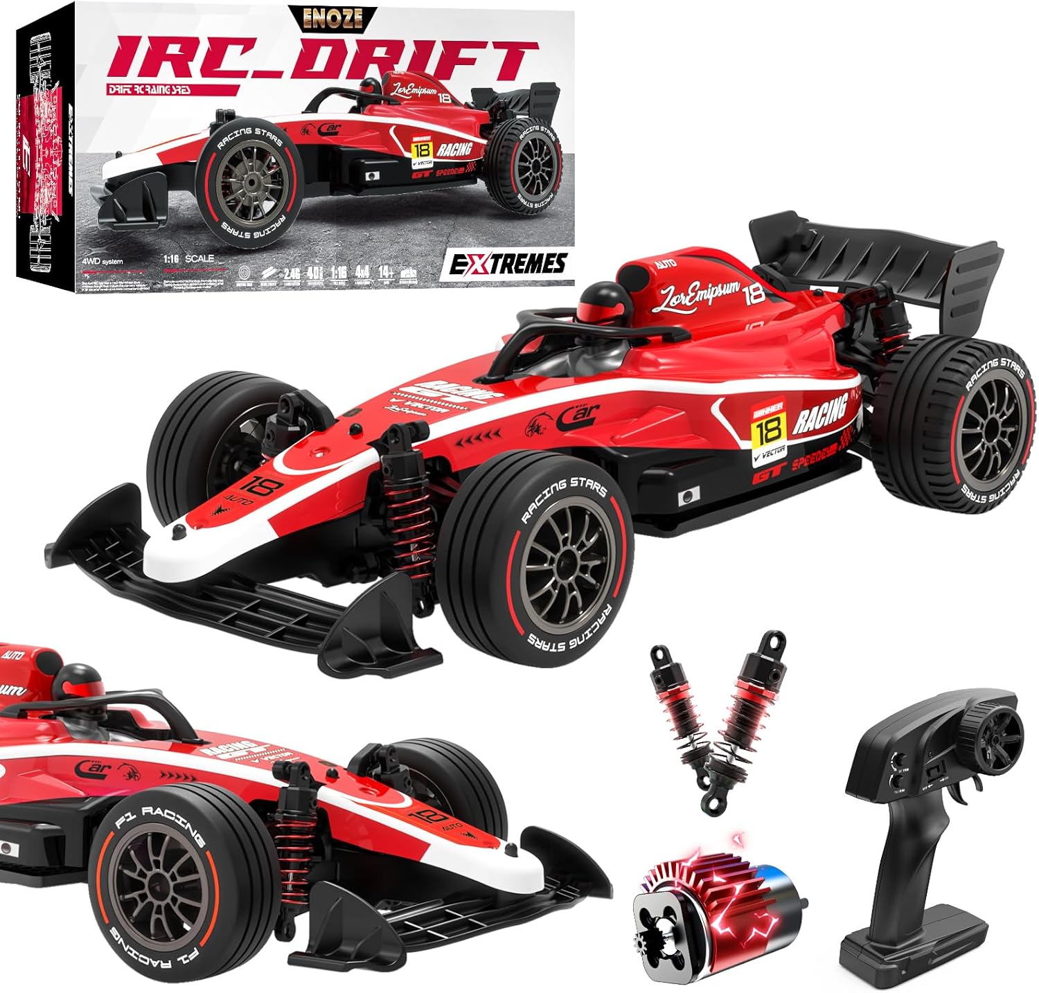 YESHIN RC Cars for Adults 1:14, Fast RC Car 4WD High Speed Remote Control Car up to 36 km/h, Off Road All Terrain RC Car with 2 Batteries, Electric Racing RC Car for Boys and Kids