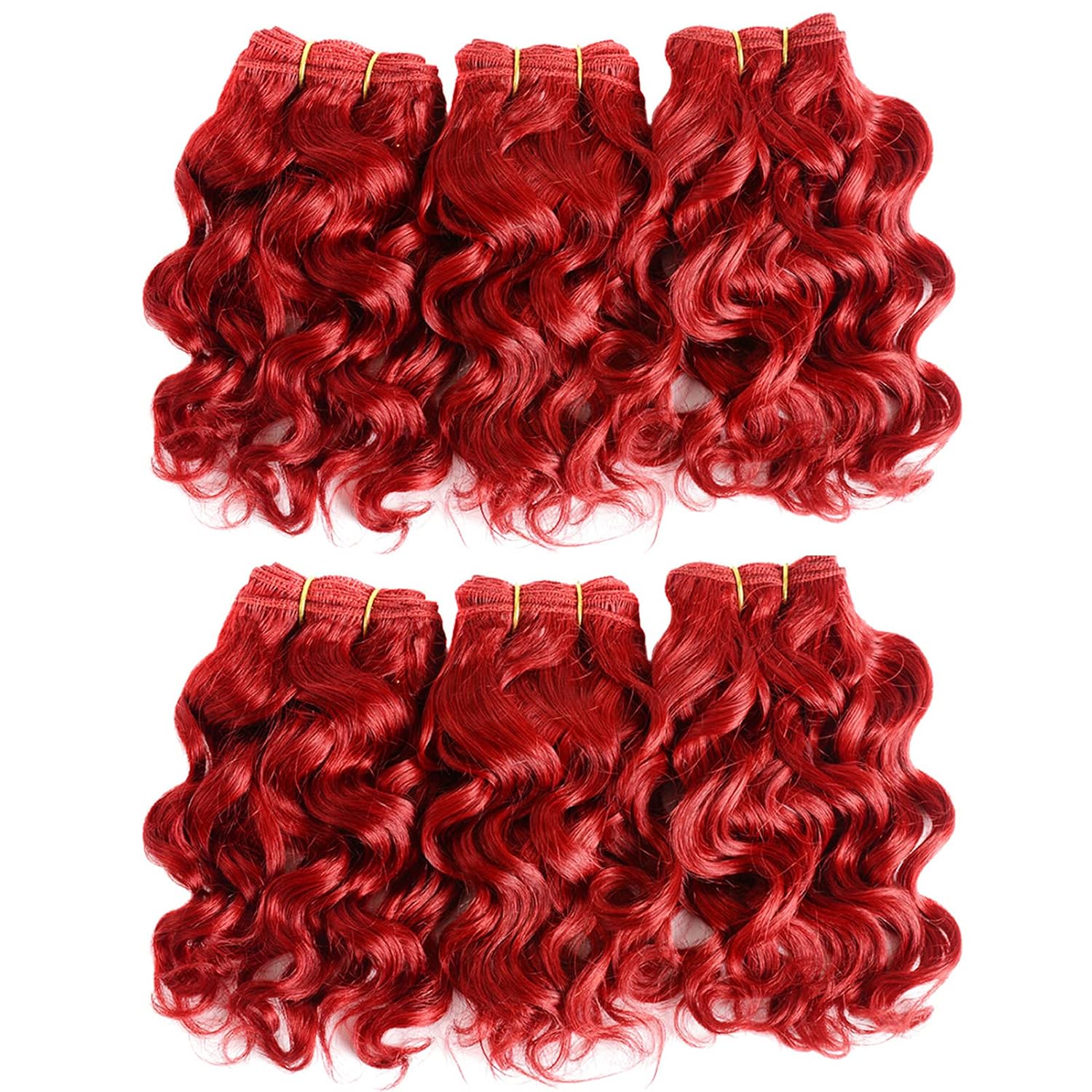 Brazilian Virgin Hair 100% Human Hair Weave Bundles Curly Hair 6 bundles 8 inches with 1 closure Red Color (6 bundles 8 inches=about 230 grams or 8.11 ounces)