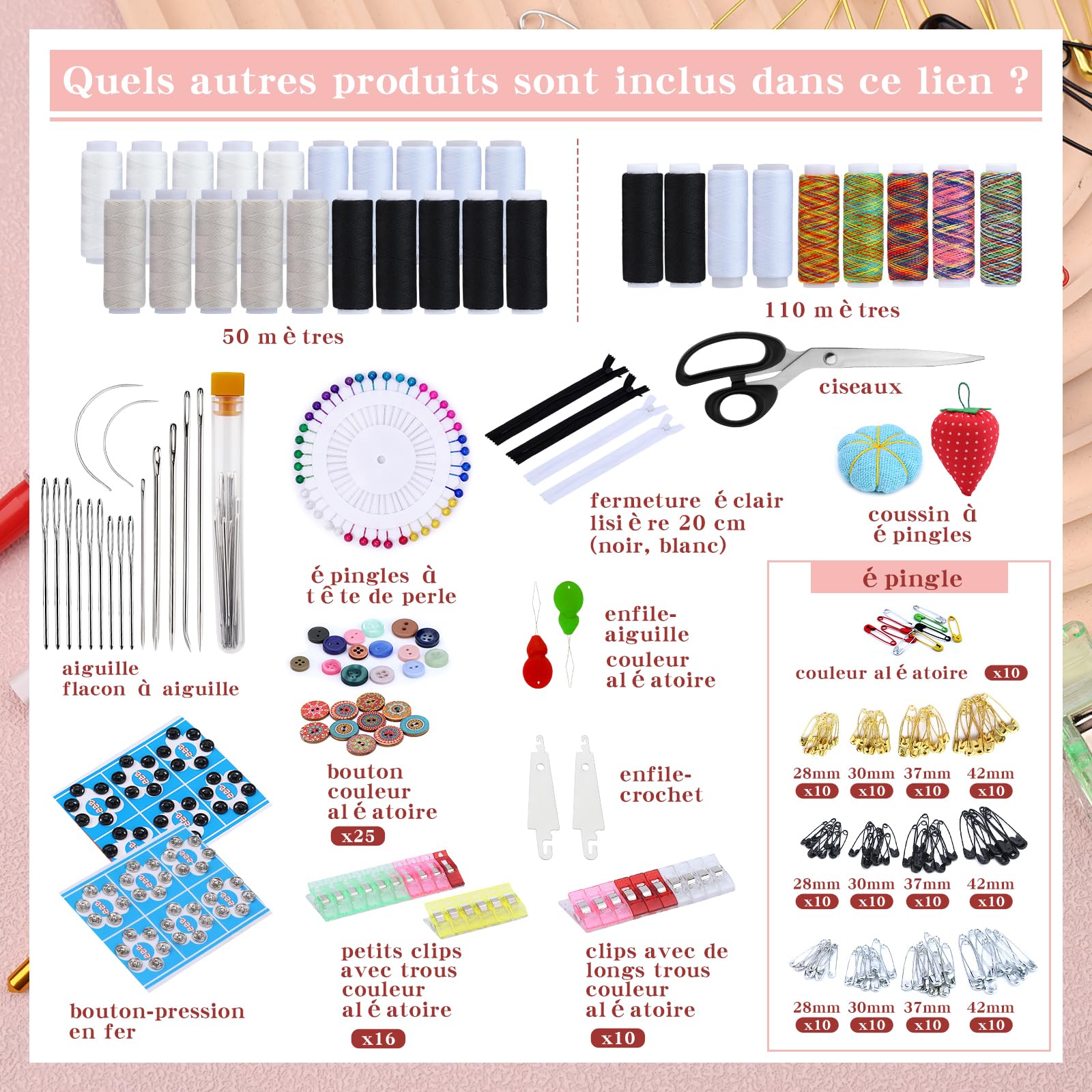 551 piezas kit de costura kit de costura completo kit de aguja | y de Hilo Base Accesorios de Costura con Botón de Hilo de Coser Para el Hogar, Viajes, Uso de Emergencia