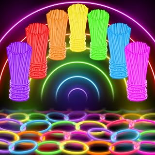 GlowMind 100 Ultra Bright 8" Glow Sticks Bulk Pack - Halloween Glow Party Favors, Bracelets & Necklaces for All-Night Glow Parties