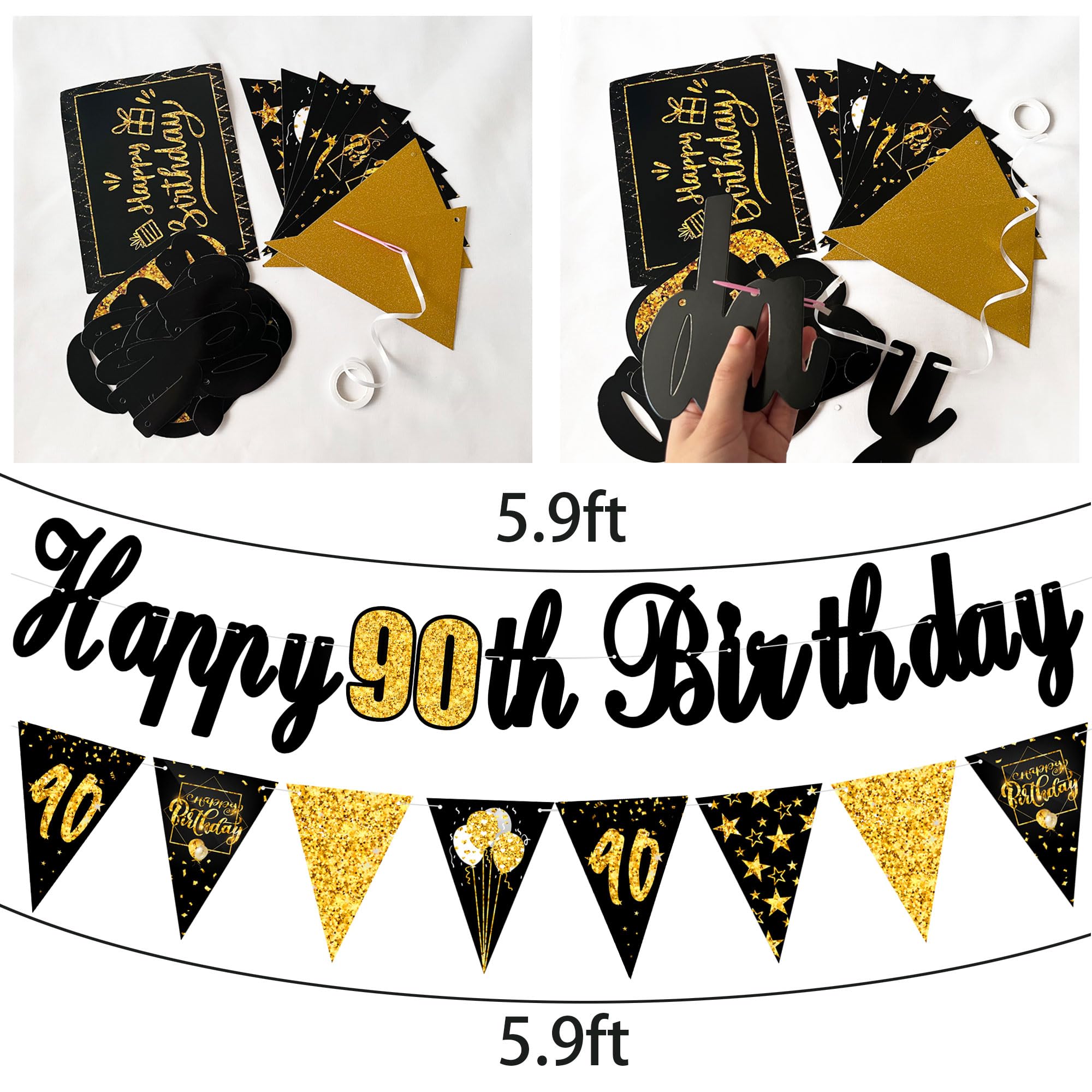 90th Birthday Decorations 90 & Fabulous Birthday Banner For Women, Rose Gold - View #3