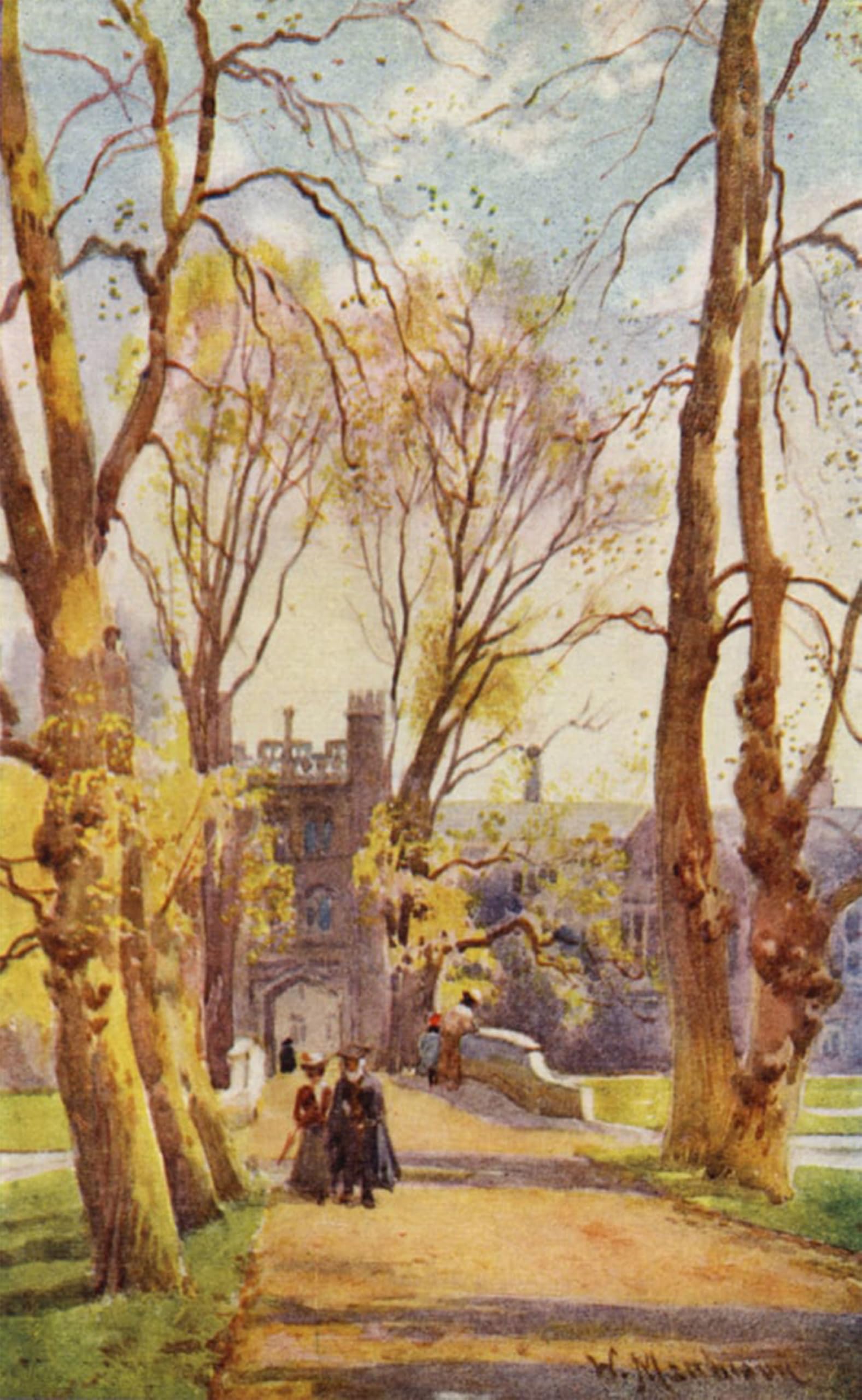 SERENDIPITP Abstract Painting Mural Print Picture Wall Decor Painting College Bridge and Avenue by William Matthison Vintage Wall Artwork for Home Decor 60x90cm