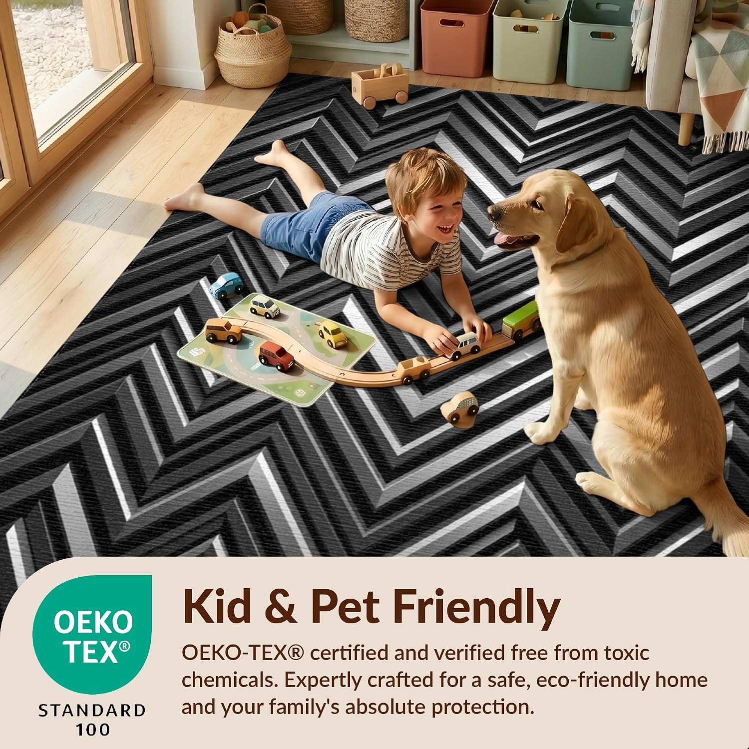 2'x3' Grey Entrance Graphite Herringbone Washable Doormat image 4