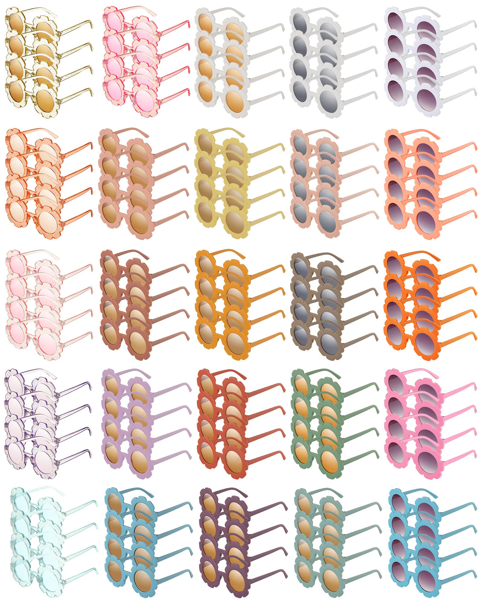 100 Pieces Flower Sunglasses Bulk Kids Round Flower Glasses Cute Sunflower Eyewear Colorful Child Daisy Sunglasses Gifts for Kid Toddler Girls Women