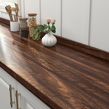 FunStick Dark Brown Wood Contact Paper for Countertops Waterproof Self Adhesive Walnut Wood Wallpaper Peel and Stick Countertop Contact Paper Wood Grain Contact Paper for Cabinets Kitchen Table 16x80