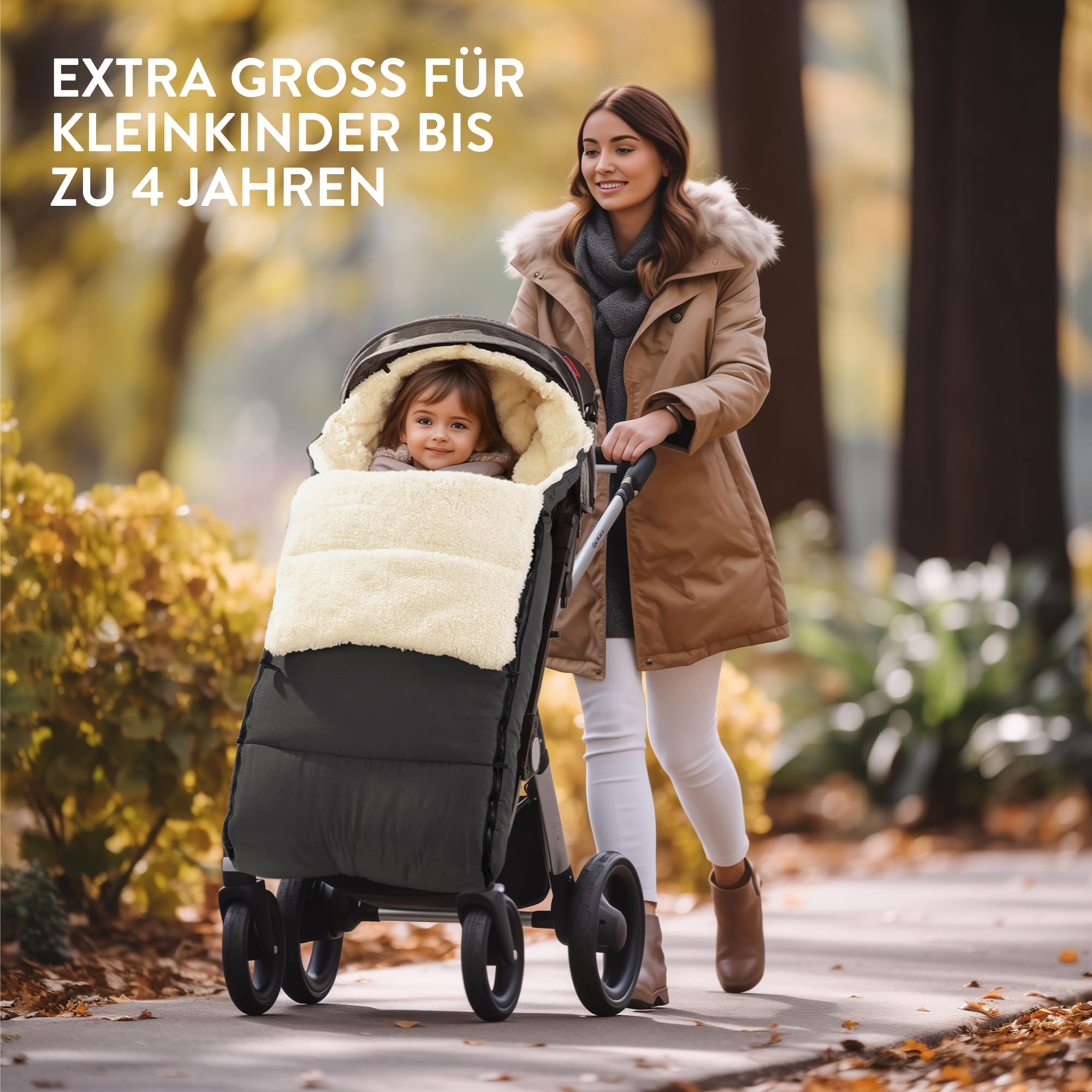 Navaris Fußsack Kinderwagen für Winter - Fusssack Kinderwagen für Baby Winter - Baby und Kinder Fußsack Buggy Herbst - warmer Fusssack Buggy - Winterfußsack Wintersack - Grau