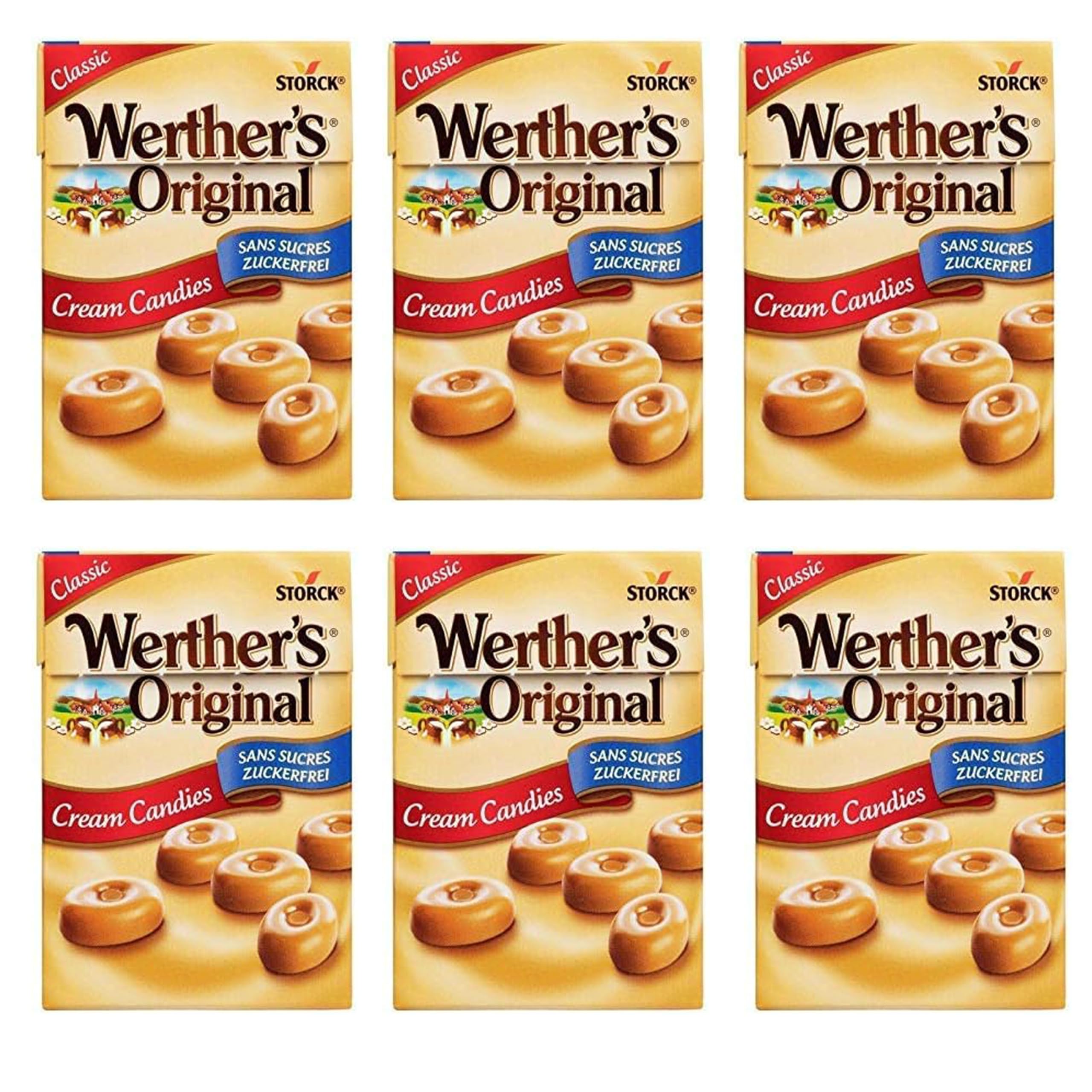 WERTHER S ORIGINAL - Sans Sucres Classique 42G - Lot De 6 Boites- Offre Spéciale
