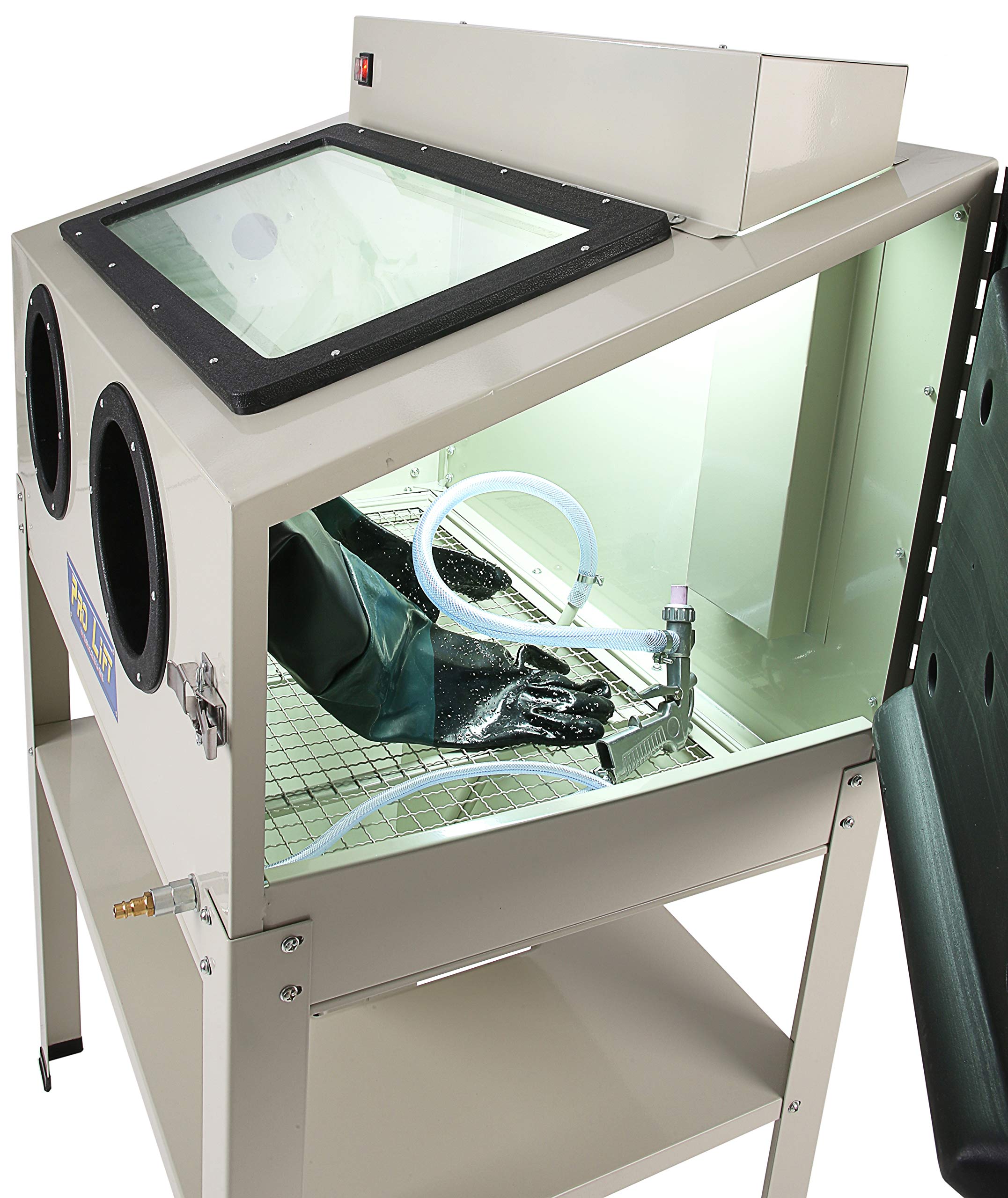 Máquina de chorro de arena de 220 l, cabina de chorro de arena, 220 litros, accesorios de iluminación industrial