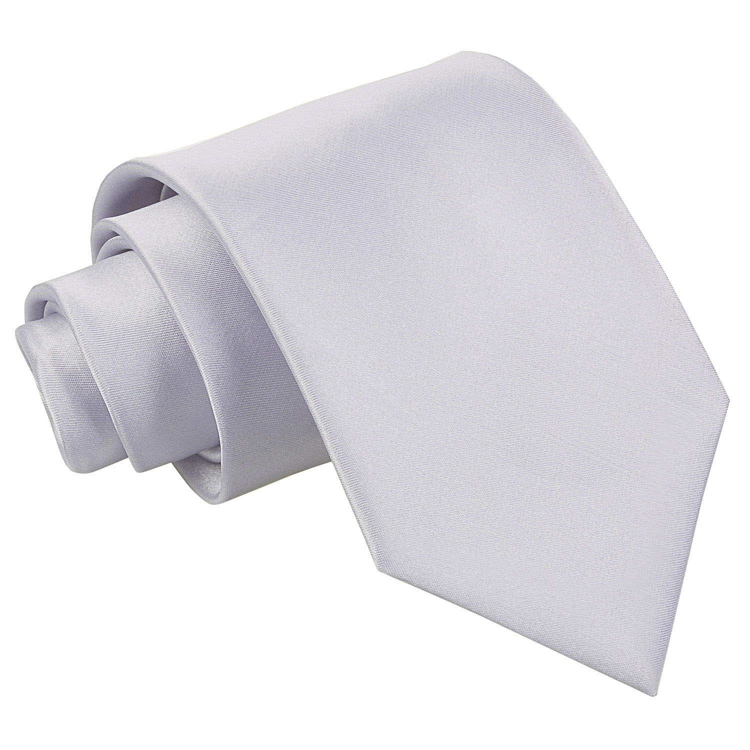 DQT Mens Plain Satin Tie – Wedding, Business & Formal Necktie - Silver Classic 9cm