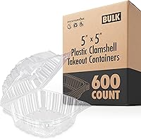 Vista 12 de Stock Your Home - Envase de plástico para llevar alimentos y postres, 25 unidades de 5 x 5 pulgadas, envases de plástico con bisagras, desechables