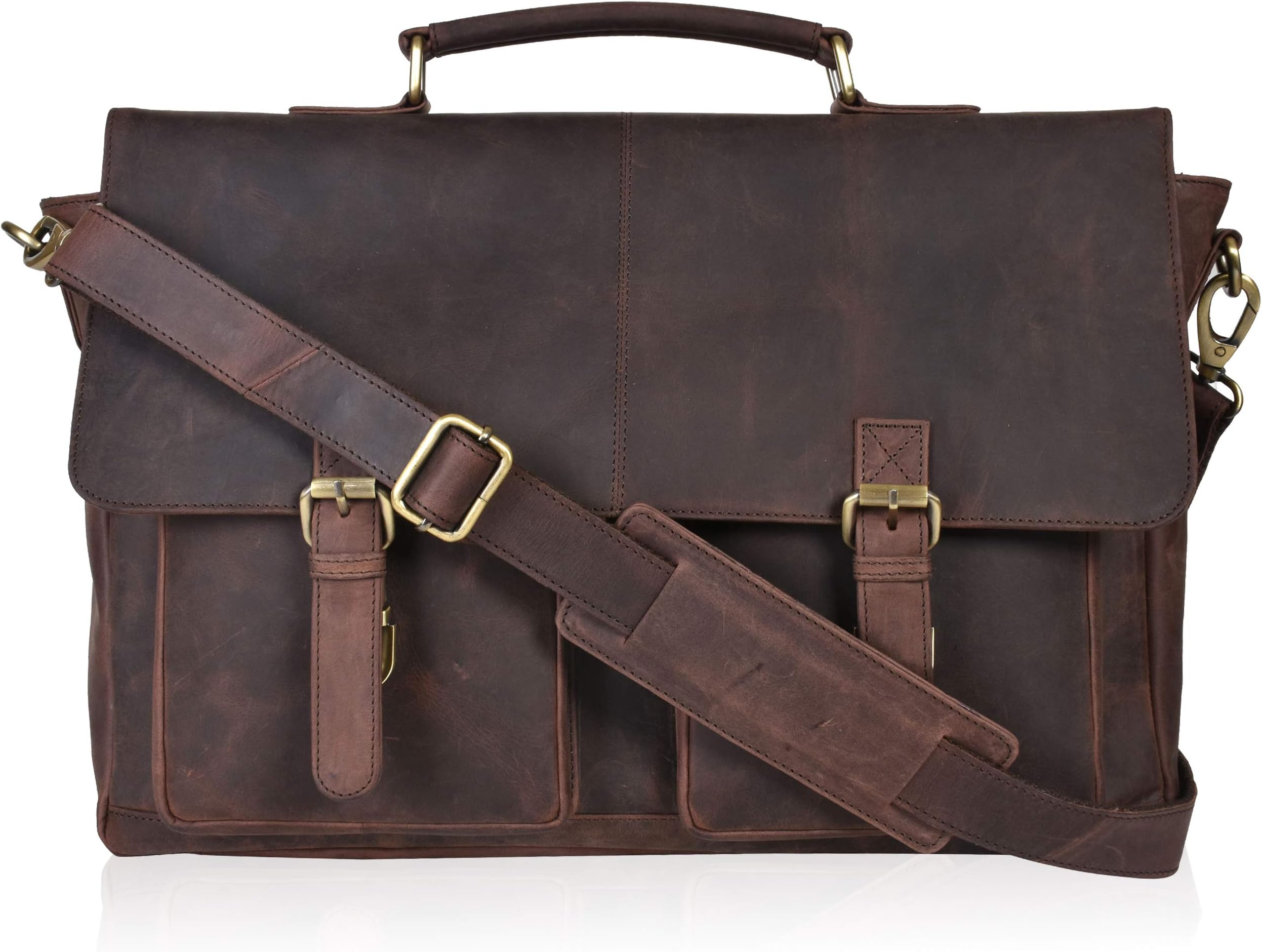 Travel Leather Messenger Bags for Men Crossbody Briefcase-17 inch Laptop Bags