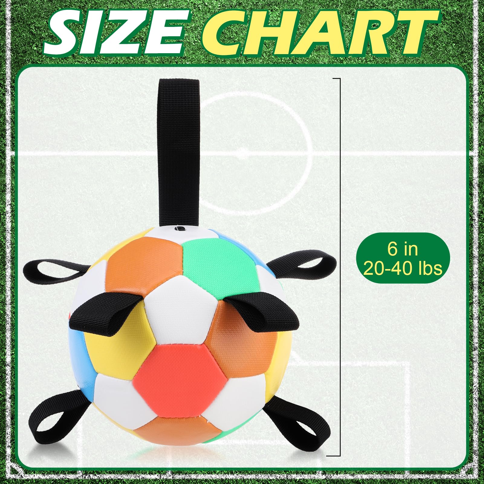 EXPAWLORER Dog Soccer Ball Toy- Outdoor Toy for Dogs with Straps, Durable Interactive Dog Chew Ball, Water Toy for Puppy Small Medium and Large Dogs