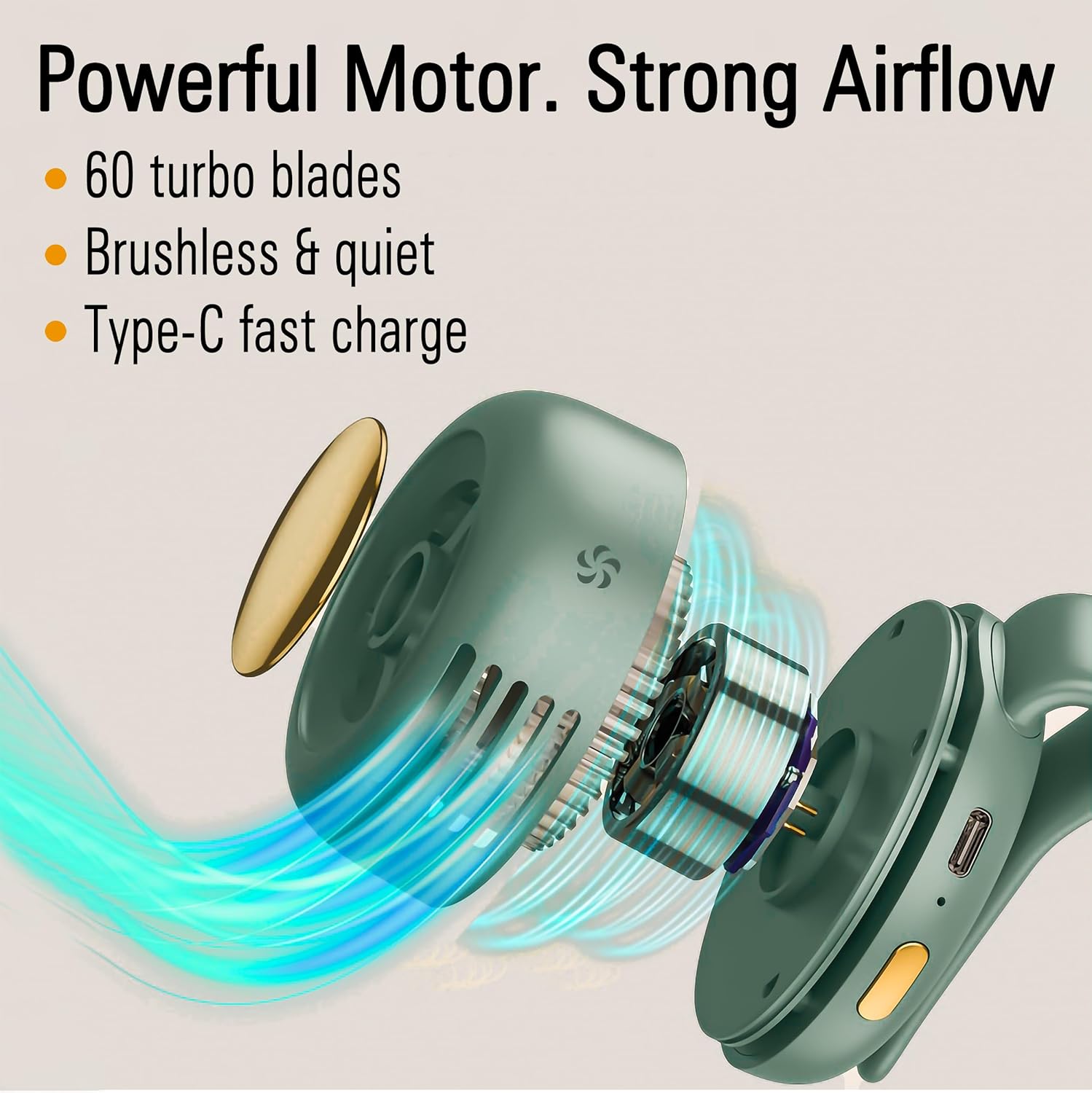 Portable Waist Clip Fan, Silent Mini Bladeless Fan Clip On, Adjustable 3-Speed Suspended Whirlwind Cooler Fans Clip-on for Shirt and Waist, Outdoor & Travel & Office, Travel Accessories Gift - Image 5