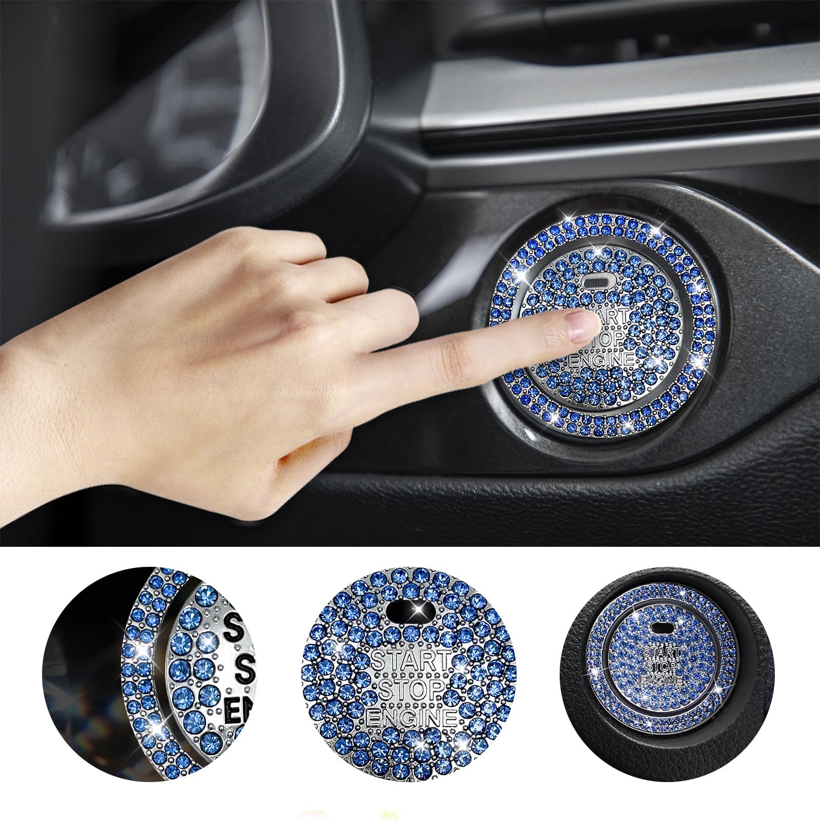 Start Stop Button Cover Car Engine Start Button Cover Bling Car Push ...
