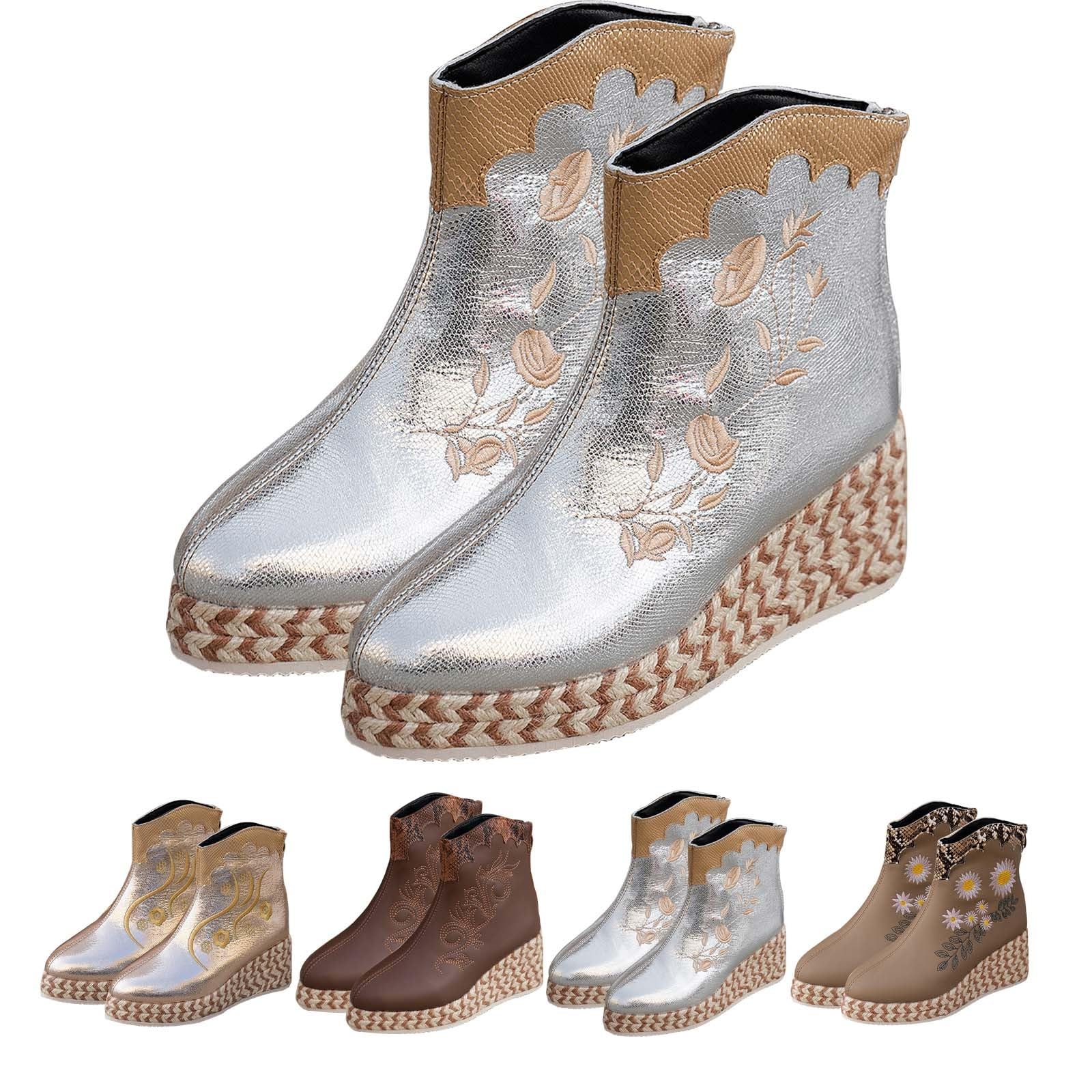 Moda spessore inferiore tacco a blocco stivali donna traspirante moda testa rotonda tacco tacco scarpe donna scarpe donna pantofole donna, argento, 43 EU