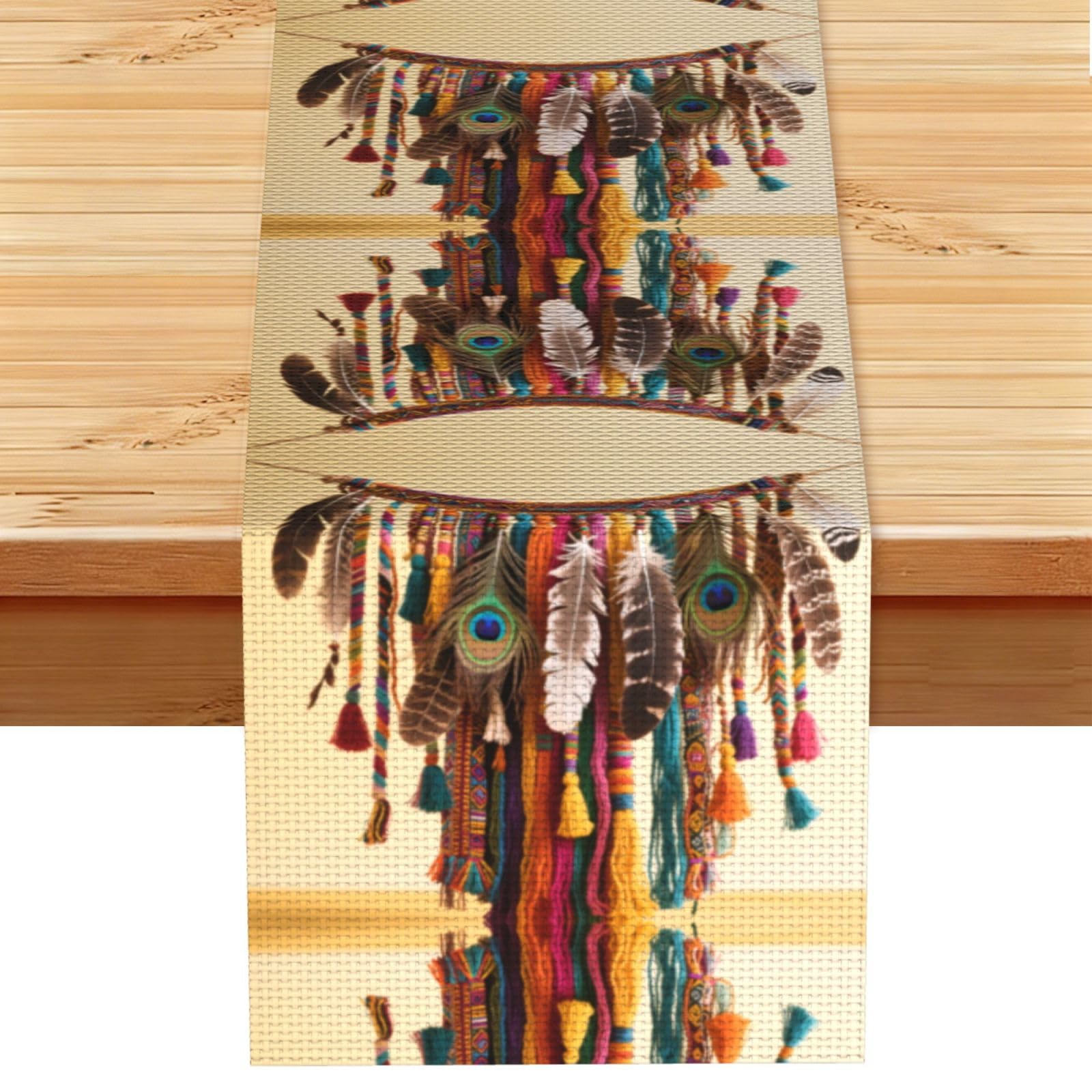 Feather Skirt Print Table Runner World Cup-Themed Dining Table Decor for Coffee Dining Table and More