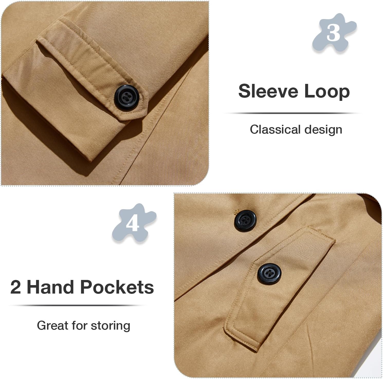 Garemcy Women's Long Waterproof Trench Coat Double Breasted Classic Lapel Coat Belted with Detachable Hood - Image 6