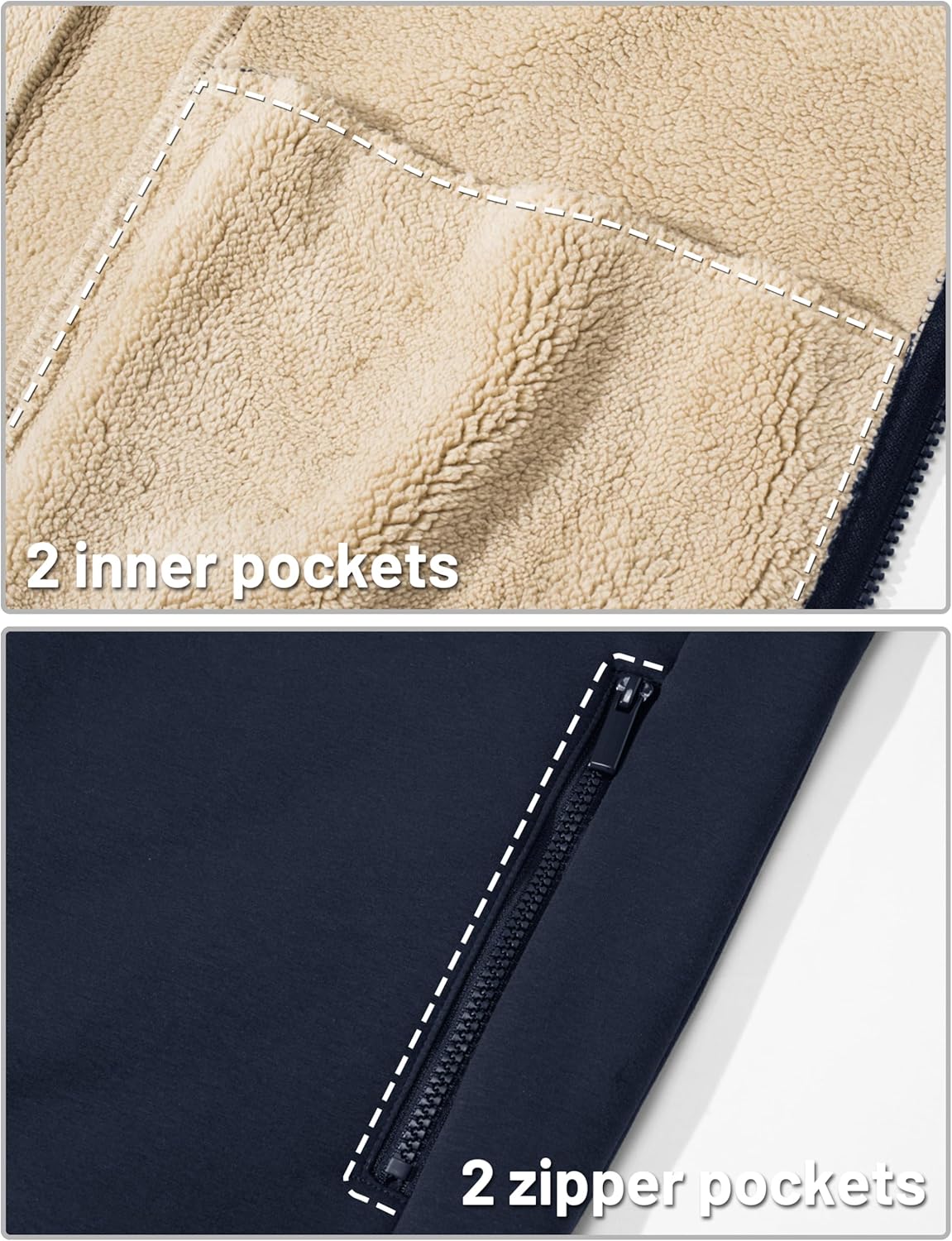 TACVASEN Men's Zip Up Sherpa Lined Hoodies Thick Fleece Heavyweight Jacket Windproof Thermal Zipper Sweatshirt - Image 7