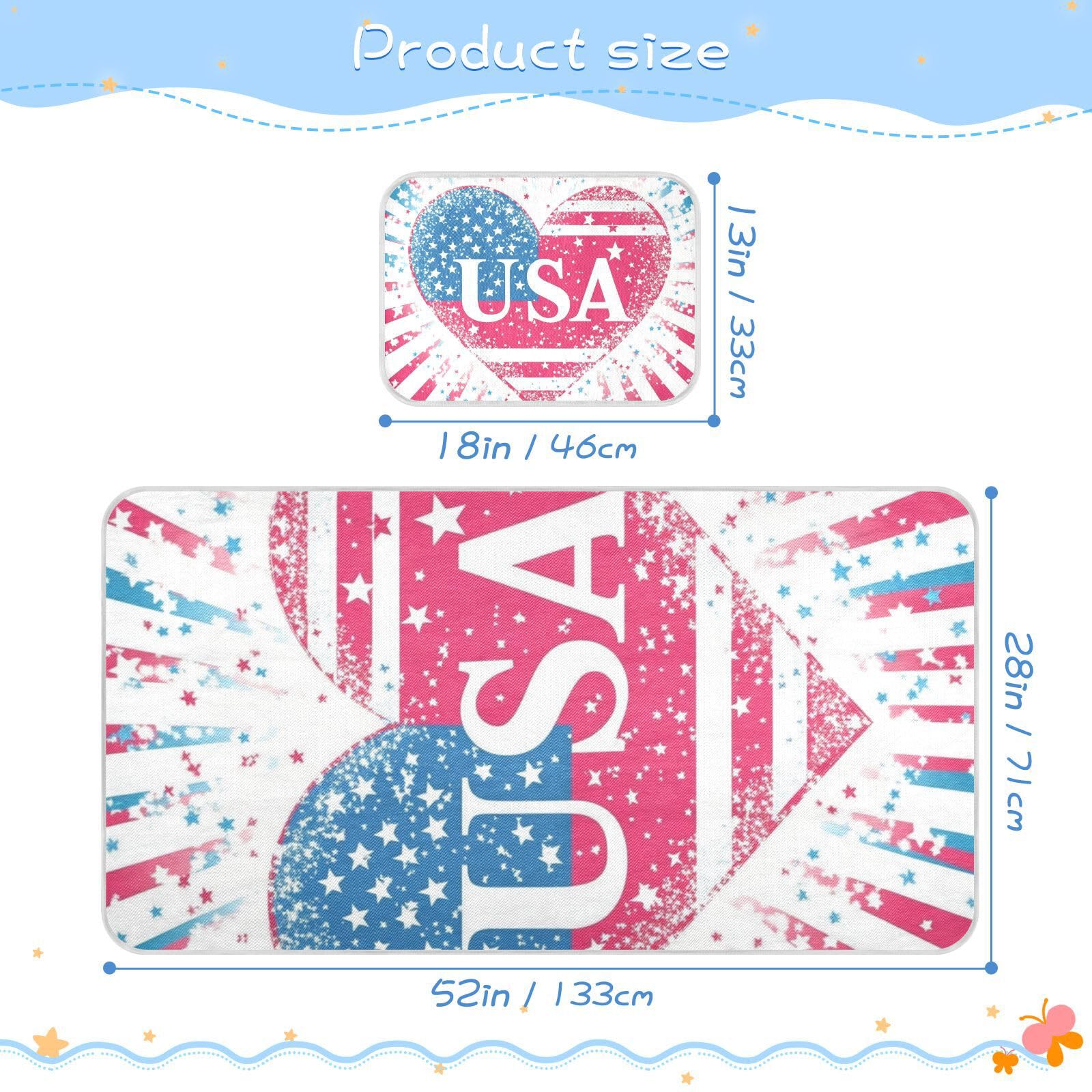 4th of July Independence Day Love red Cooling Baby Mattress Protector Pads 28