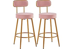 Yaheetech Set of 2 Pink Velvet Bar Stools