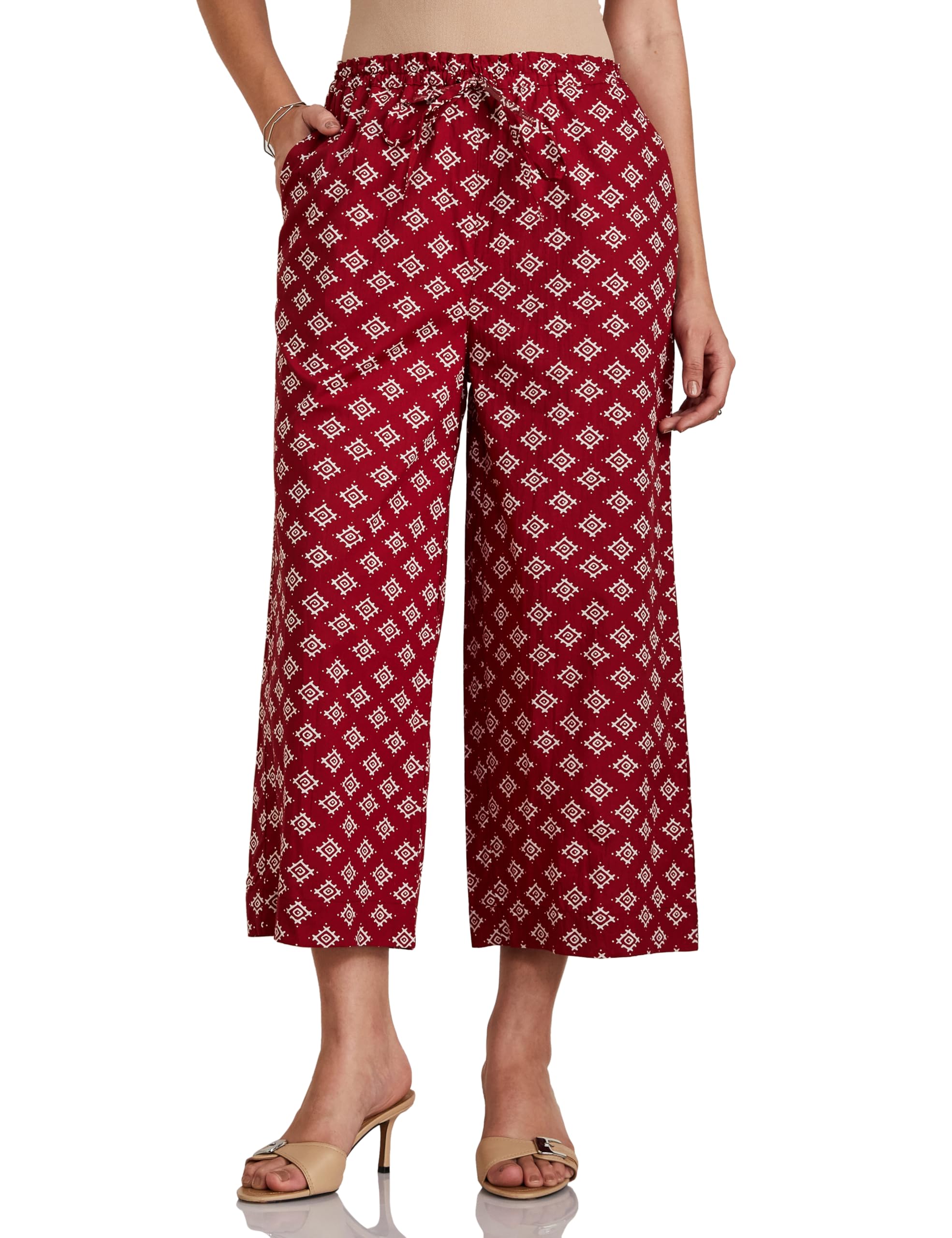 Women's Loose Palazzo (MRCoreBT01_Red Booti_L)