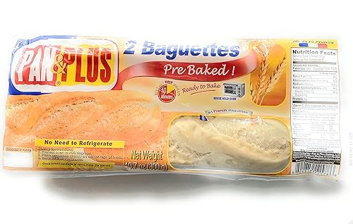 Pan & Plus Baguette Demi prehorneada, peso neto de 10.7 onzas (paquete de 2)