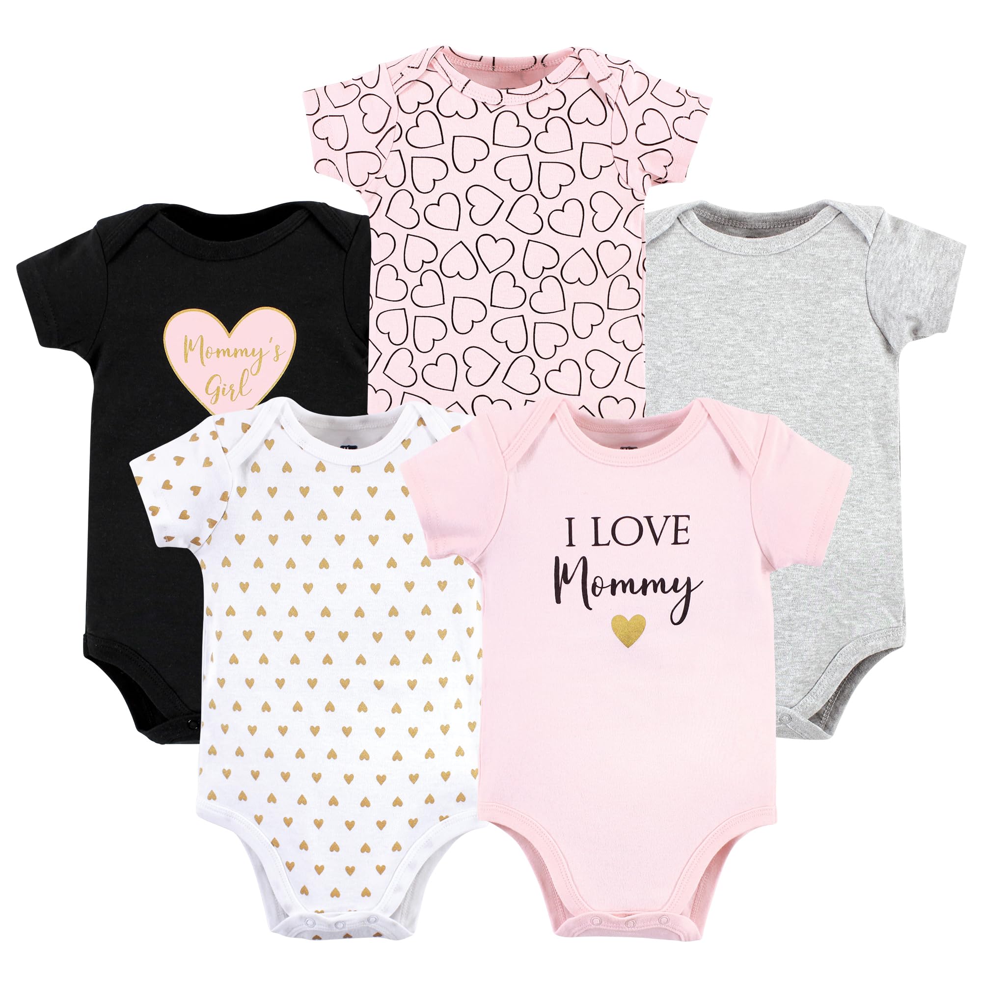 Hudson Baby Unisex Baby Cotton Bodysuits 5 Piece
