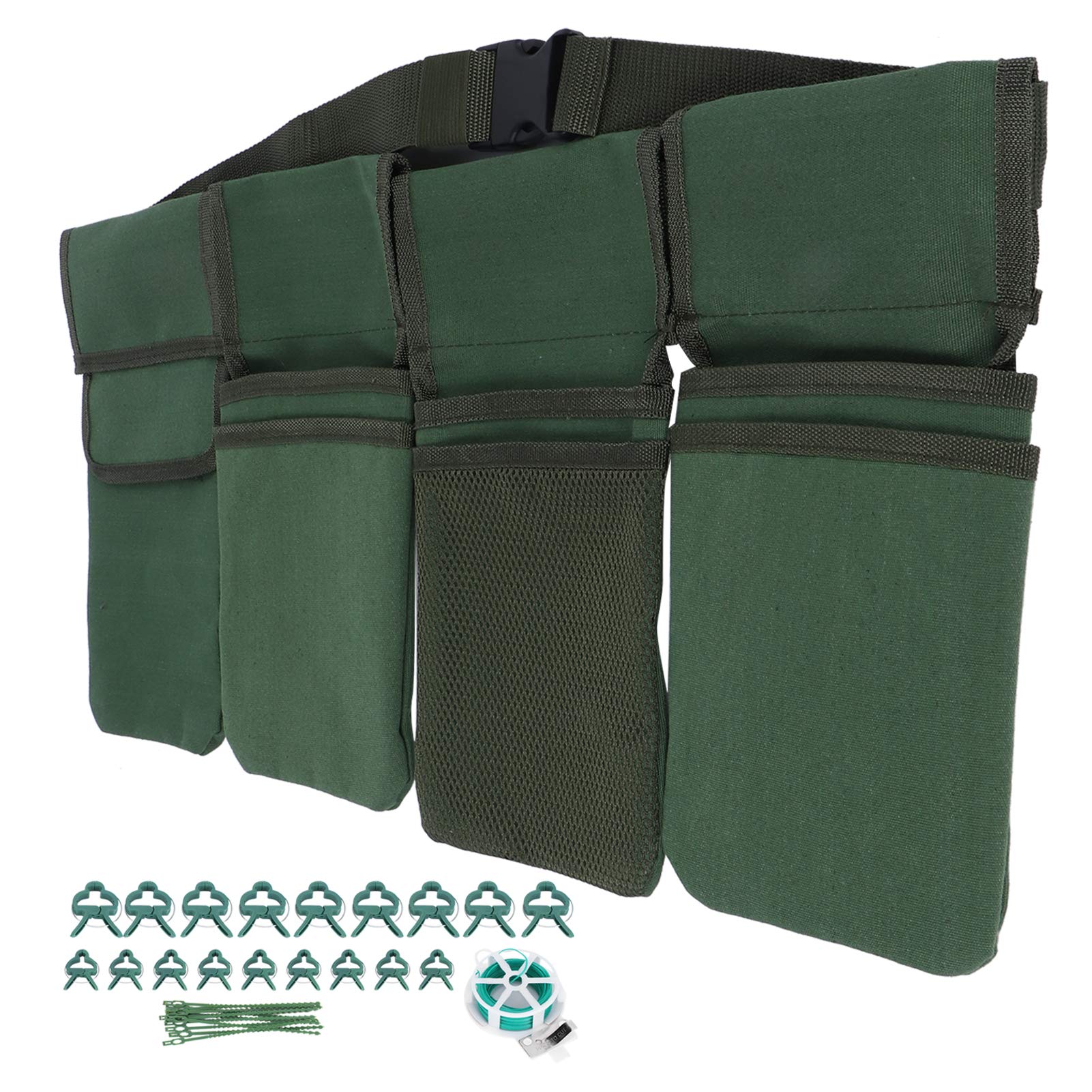 Set di attrezzi da giardinaggio, verde con clip di sostegno per piante, kit di fascette regolabili per la tutoratura di pomodori, cetrioli e piselli dolci, organizer