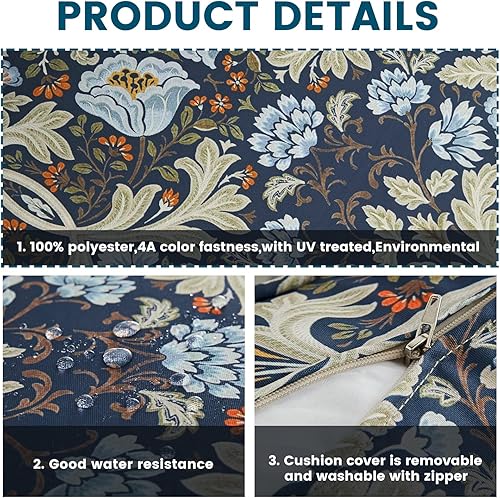 Miniatura 4 de ARTPLAN Deep Seat - Cojines para sillas de patio al aire libre, juego de 2 cojines de asiento y respaldo, 24 x 24 x 6 pulgadas y 18 x 24 pulgadas,