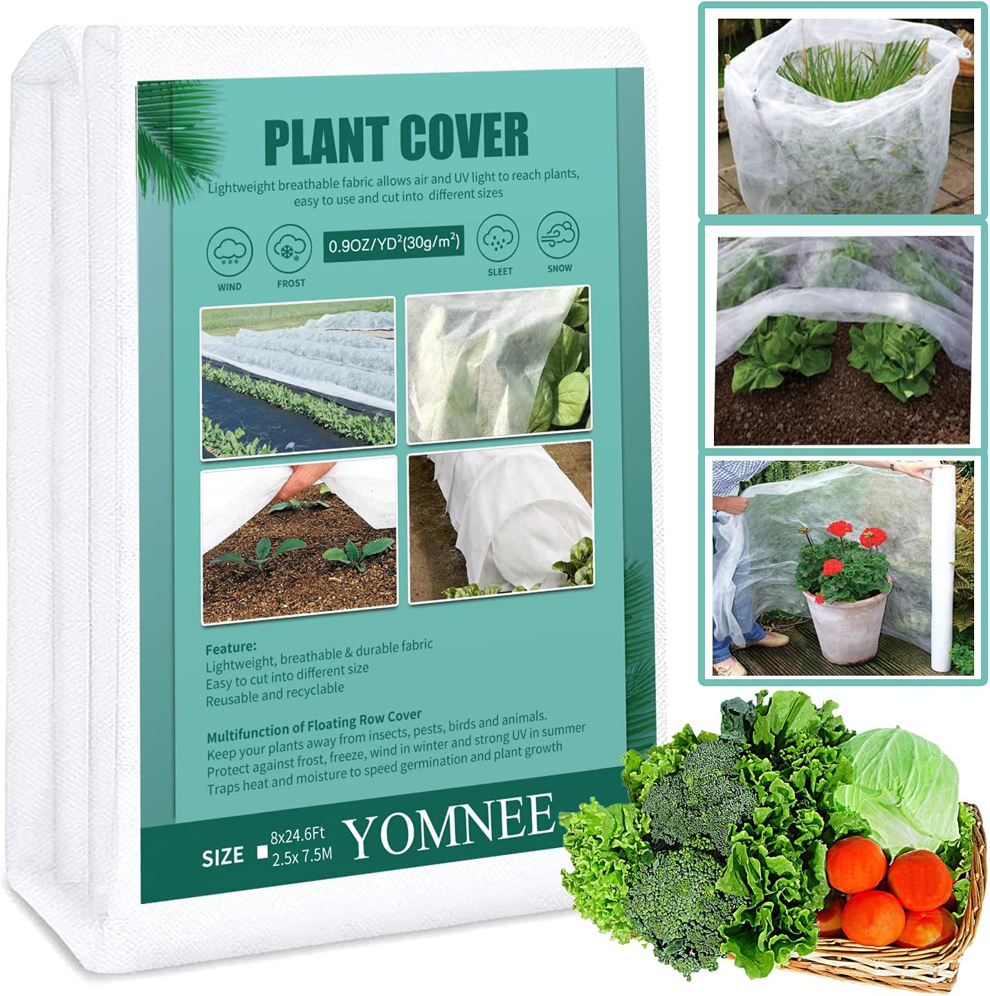 YOMNEE Plant Covers Freeze Protection Floating Row Crop Cover 0.9oz Garden Fabric
