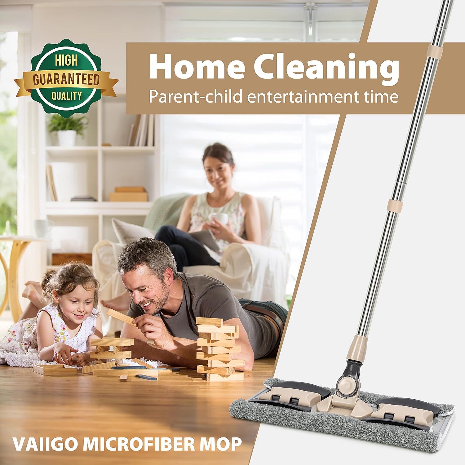 Wееklу Tор Sаlе VAIIGO Professional Microfiber Hardwood Floor Mop, Flat Mops with 5 Pieces Reusable Washable Pads for Home and Office Wet or Dry Floor Cleaning