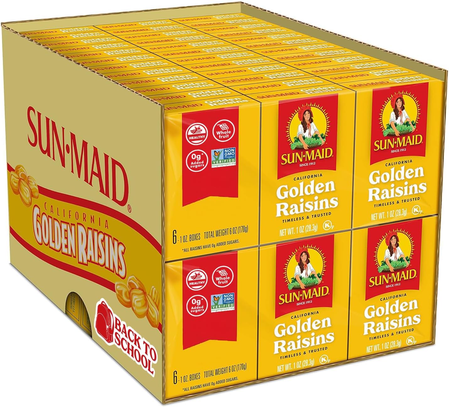 California Golden Raisins - (72 Pack) 1 oz Snack-Size Box | Dried Fruit for Healthy Snacks, School Lunches, and Natural Sweeteners