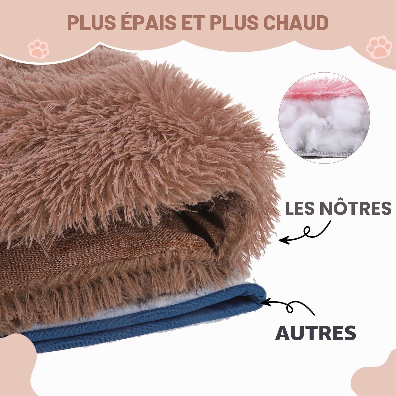 SCENEREAL Lit auto-chauffant pour chat et petit chien, 2 en 1 en peluche douce et lavable pour intérieur et extérieur, marron, 71,1 x 61 cm