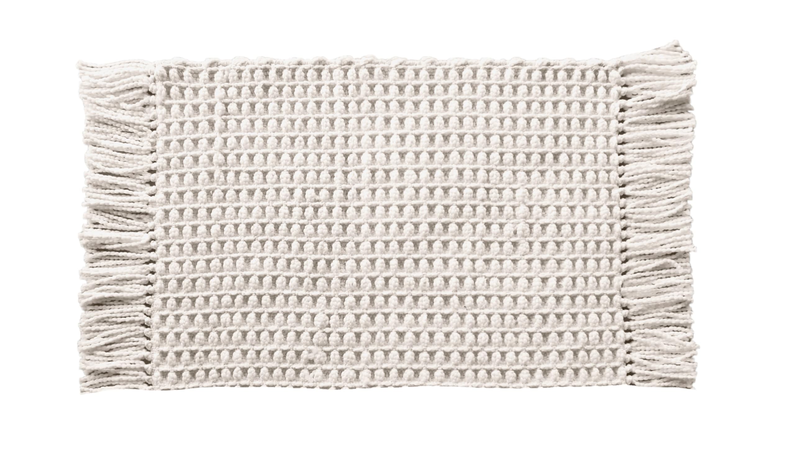 Heckett Lane Madras Badematte/Badteppich 100x60 – Weiche & rutschfeste Duschmatte – Hochwertiger Badvorleger für Badezimmer – Off-White