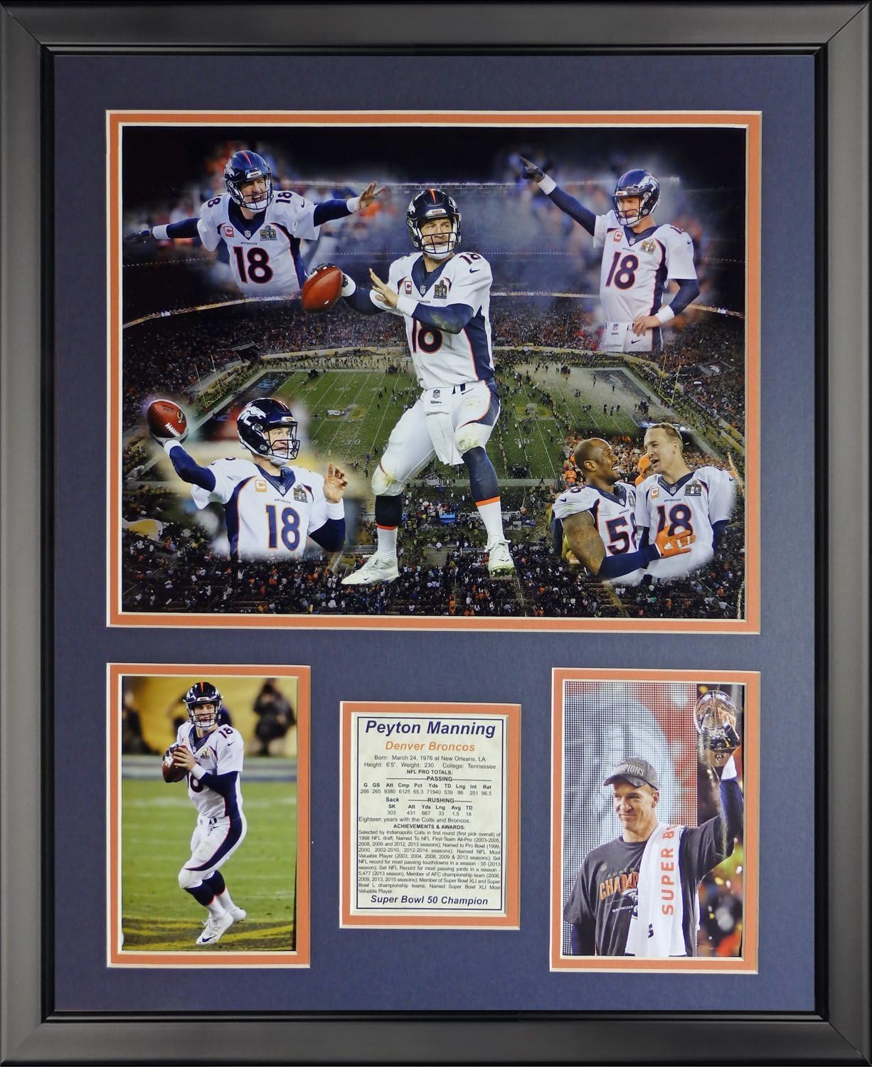 NFL 2015 Super Bowl 50 Champions Peyton Manning Legends Never Die Framed Photo Collage