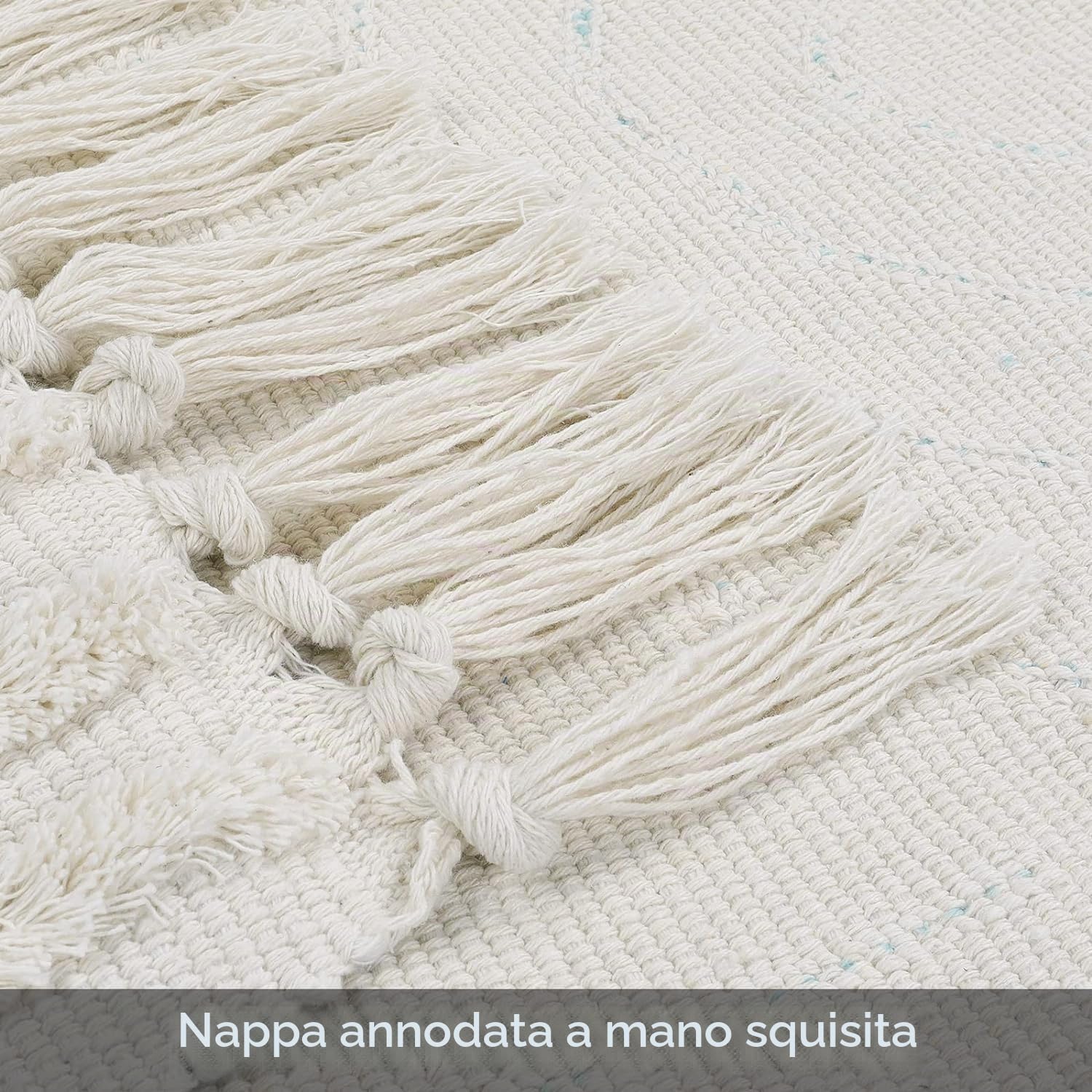 Tappeto da bagno in stile bohémien da cucina in cotone per camera da letto/lavanderia, tappeto tessuto (beige Rainbow, 60 x 180 cm)