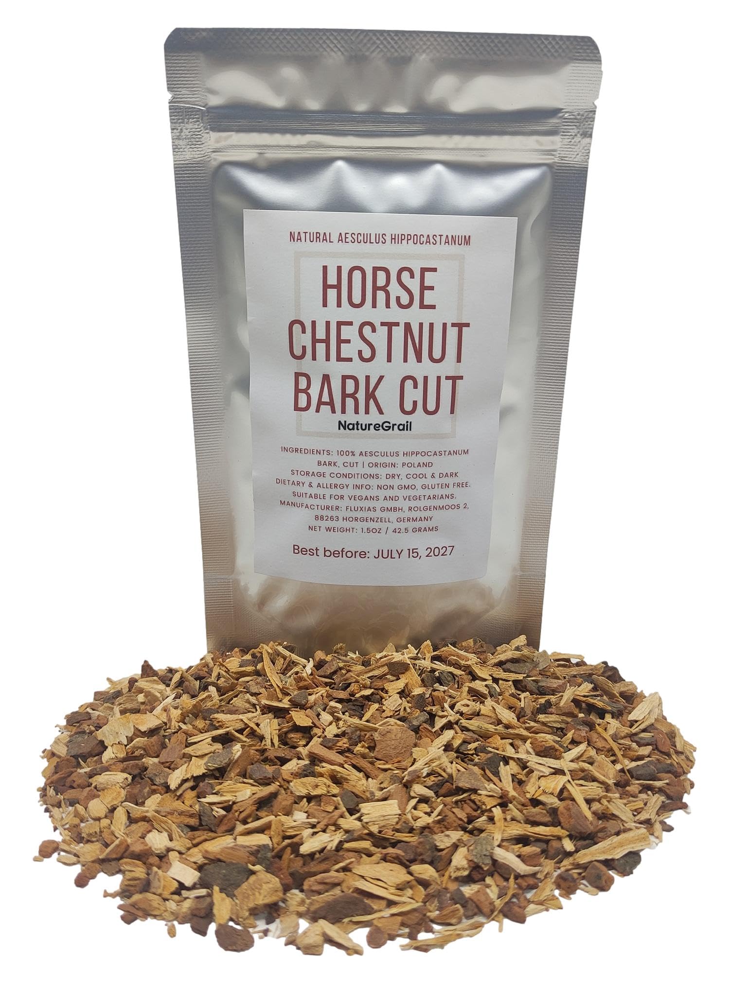 Horse Chestnut Bark, Made from 100% Aesculus Hippocastanum Bark, Cut & Dried - Net weight: 1.5oz/42.5g