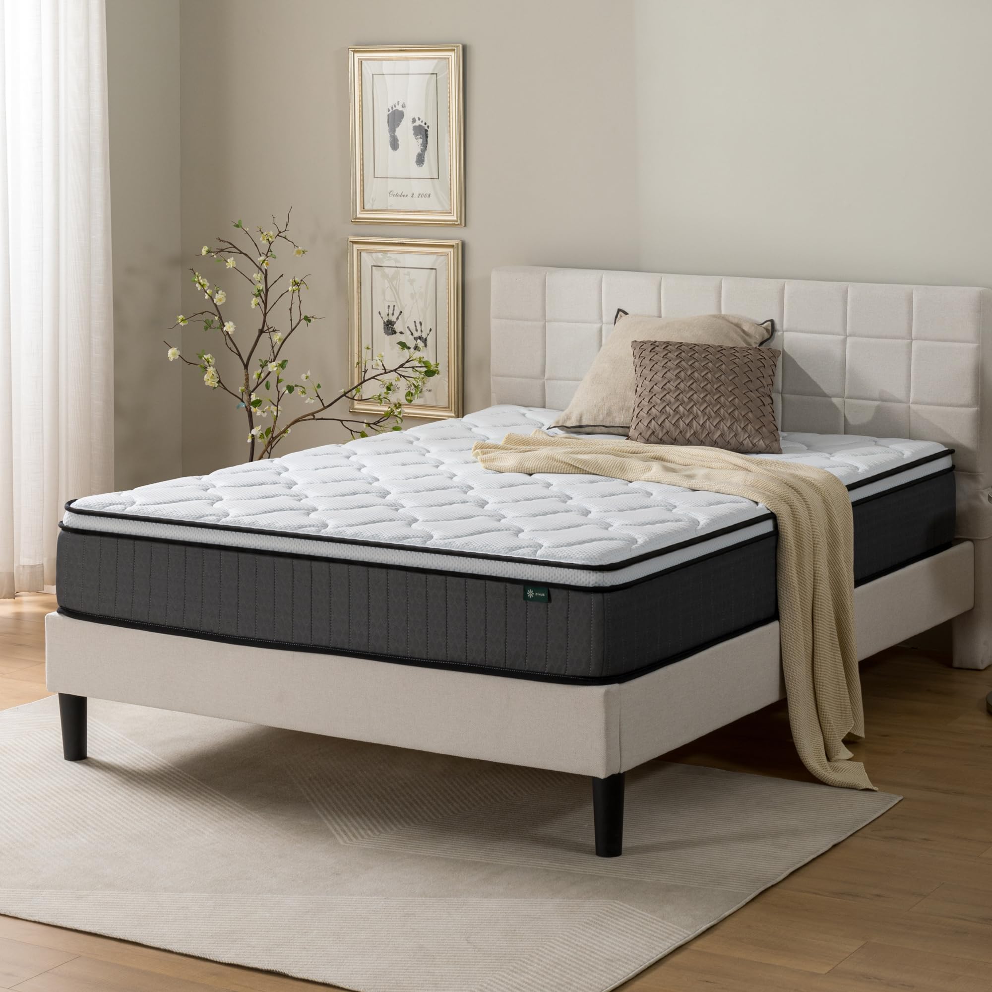 Zinus Tight Top materac ze sprężynami kieszeniowymi 140 x 200 cm – ortopedyczny materac o średnim stopniu twardości – tapicerka z recyklingu i pianka o wysokiej gęstości dla komfortu – wysokość 25 cm