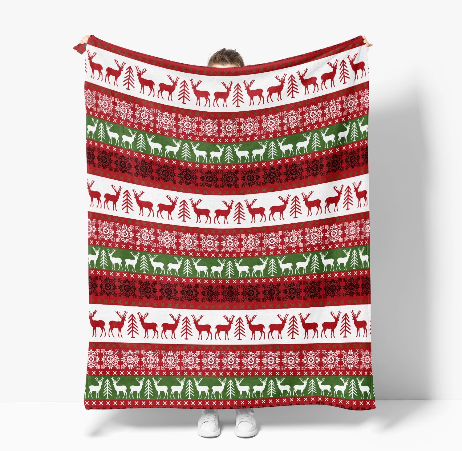 Horaldaily Christmas Flannel Blanket Throw, Green Reindeer Soft Fuzzy Plush Cozy Fleece Blankets for Couch Sofa Bed Lounging, Ideal Gifts for Kids Adults Wife Self, 50x60 - Image 7