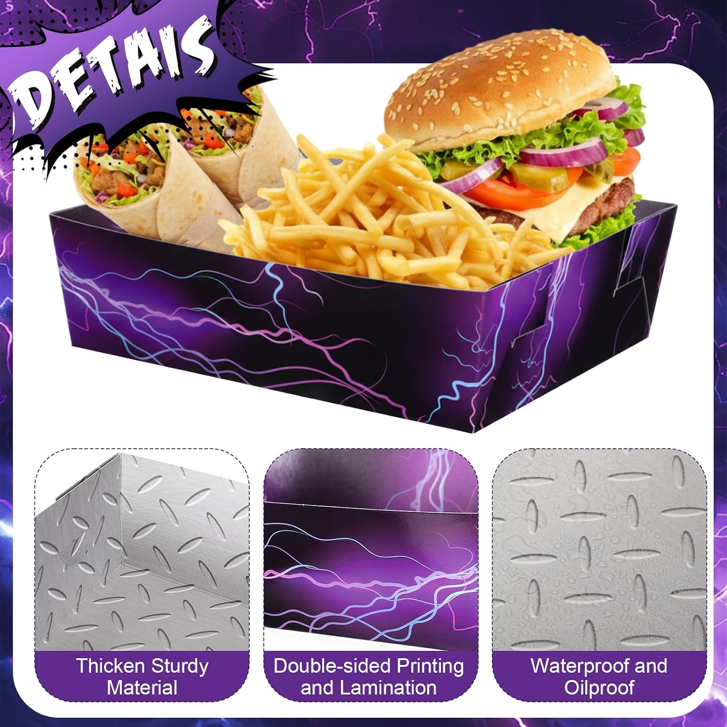 Mifoci 48 Pcs Monster Truck Party Paper Food Trays 5 lb Truck Birthday Decorations Large Disposable Paper Food Boats for Birthday Party, Baby Shower, Race Car Theme Decoration Supplies(Cool) image 4