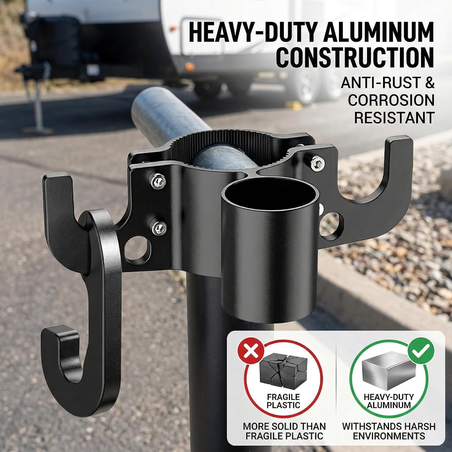 Aluminum Trailer Chain Holder, Heavy Duty Towing Chain Organizer & Water-Resistant 7-Way Trailer Plug Holder for 2" & 2.25" Jacks, Ideal for Steel or Aluminum Trailer Setups, for outdor (2 PCS)