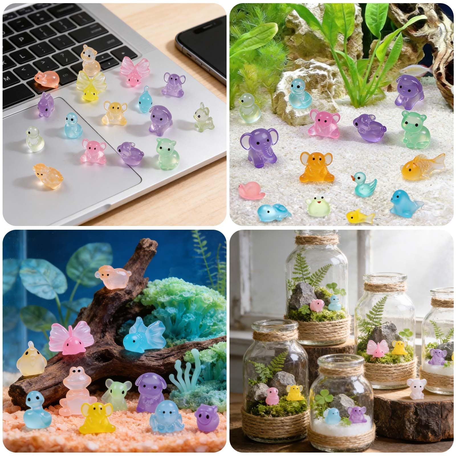 50 Pcs Luminous Mini Resin Animals Bulk - Assorted Tiny Luminous Figurines for Fairy Gardens, Aquarium, DIY Crafts & Party Decorations — view 5