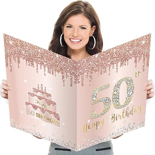 Vista 13 de Tarjeta grande de cumpleaños de 15 años con sobre, tarjeta de feliz cumpleaños 15 jumbo para niña, tarjetas de felicitación extra grandes para libro