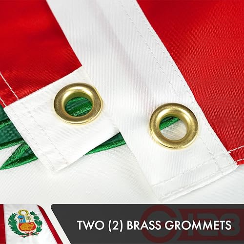 Miniatura 3 de G128 Bandera peruana de Perú  3 x 5 pies  Serie ToughWeave doble cara bordado de poliéster 210D  Bandera de país, diseño bordado, interior y