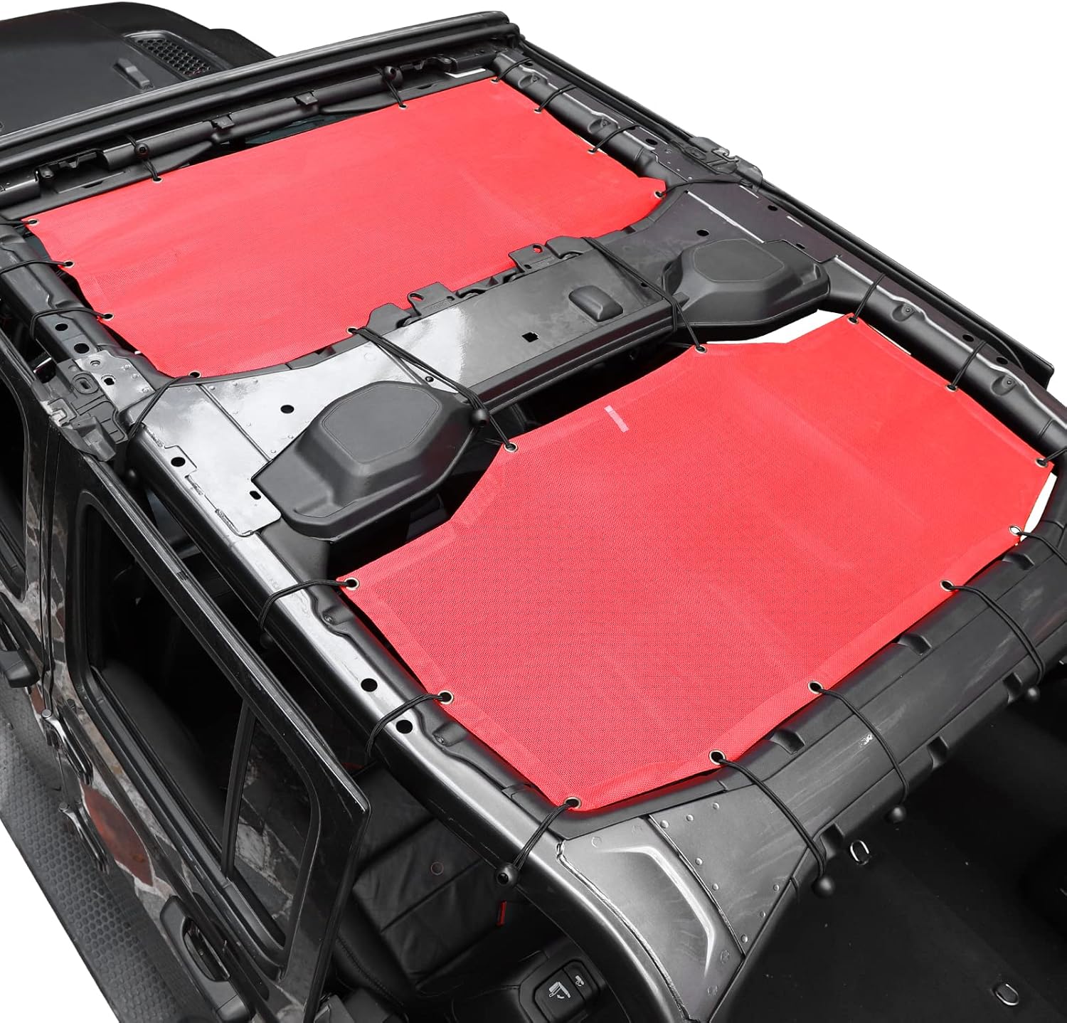 JeCar JLU Sun Shade Mesh Sunshade Provides UV Sun Protection Compatible with Jeep Wrangler 2018-2024 JL Unlimited 4 Door Front & Rear, 2 Pieces
