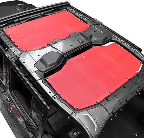 Vista 9 de JeCar JLU Parasol de malla que proporciona protección solar UV compatible con Jeep Wrangler 2018-2024 JL Unlimited 4 puertas delantera y trasera, 2